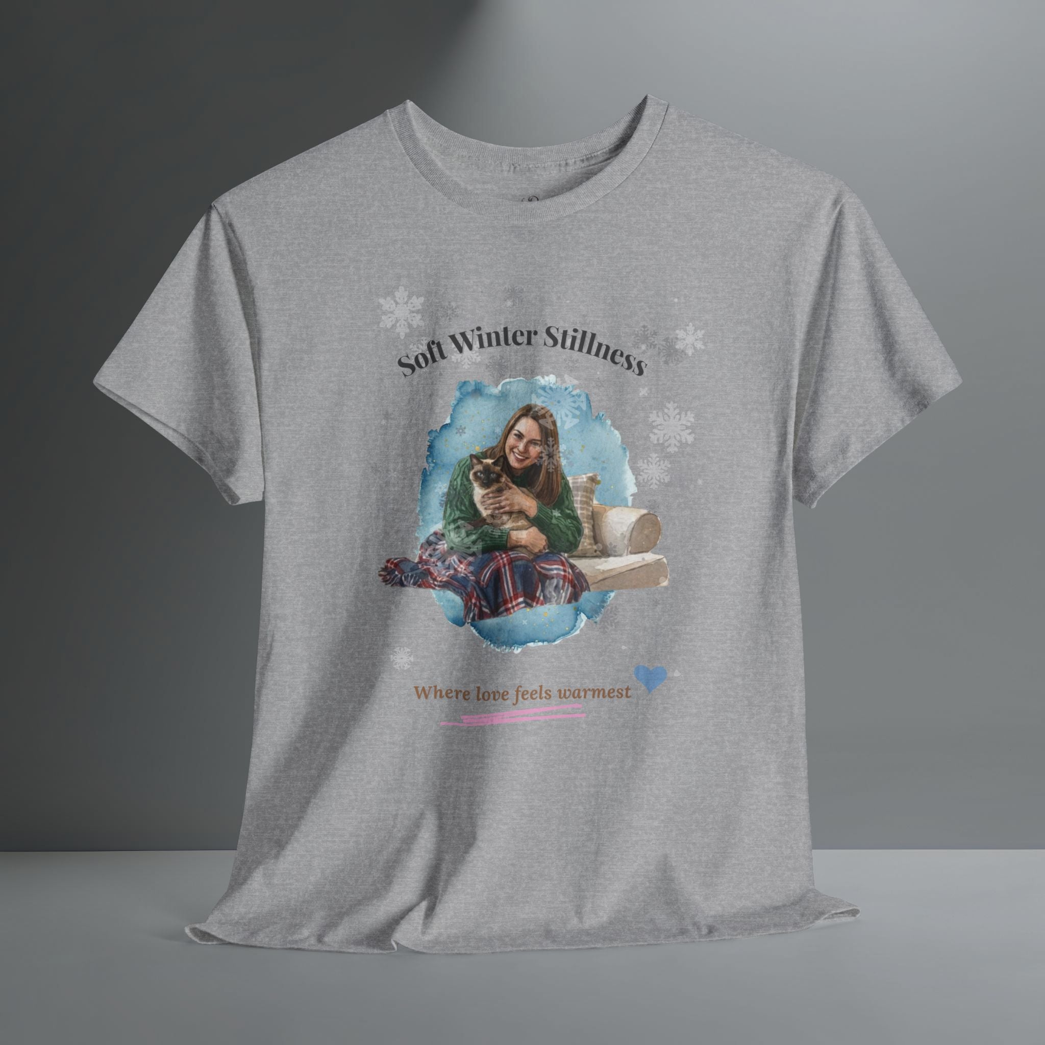 Unisex Personalized T-Shirt – Soft Winter Stillness: Siamese Watercolor Portrait Edition