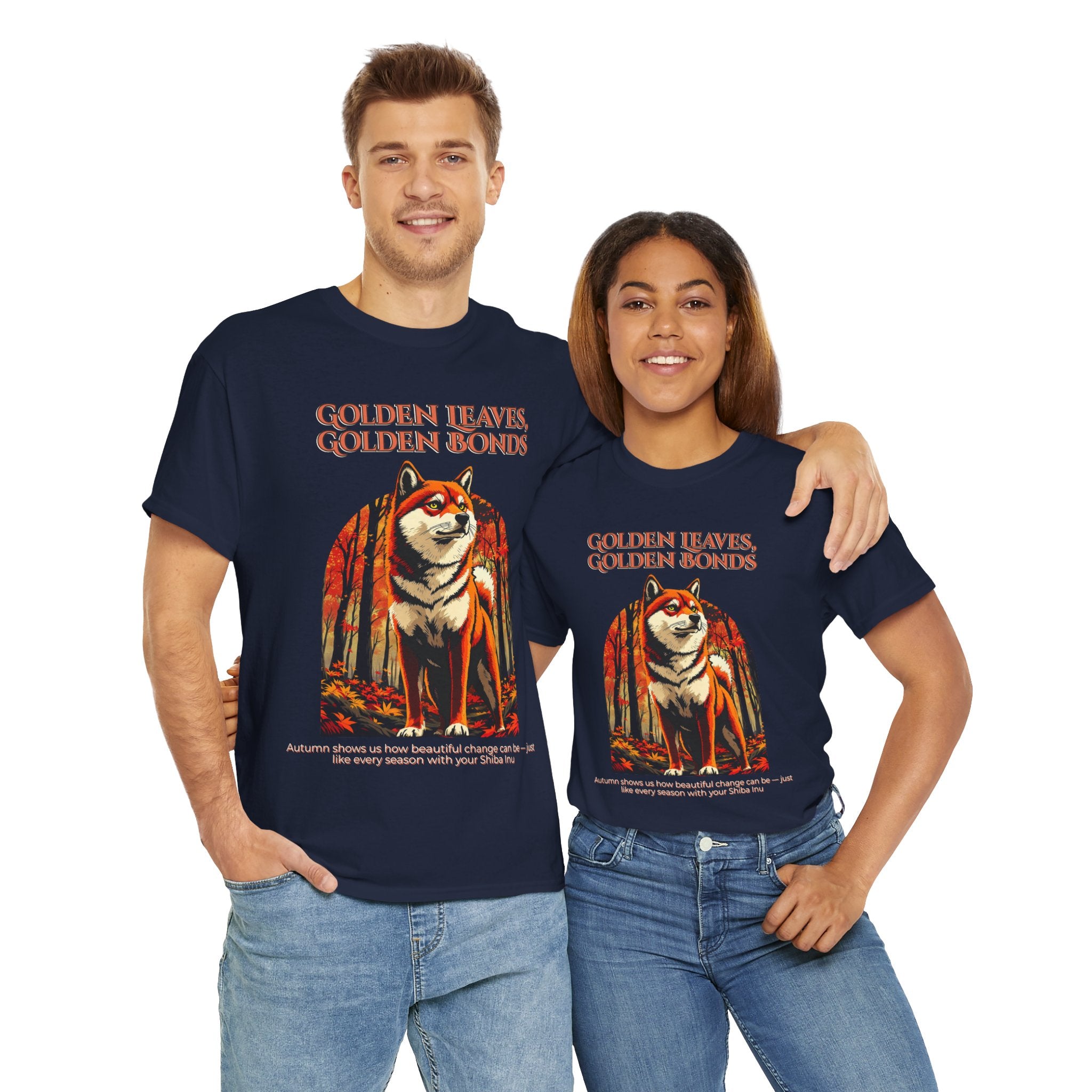 Unisex T-Shirt – Golden Leaves, Golden Bonds: Shiba Inu Autumn Shirt