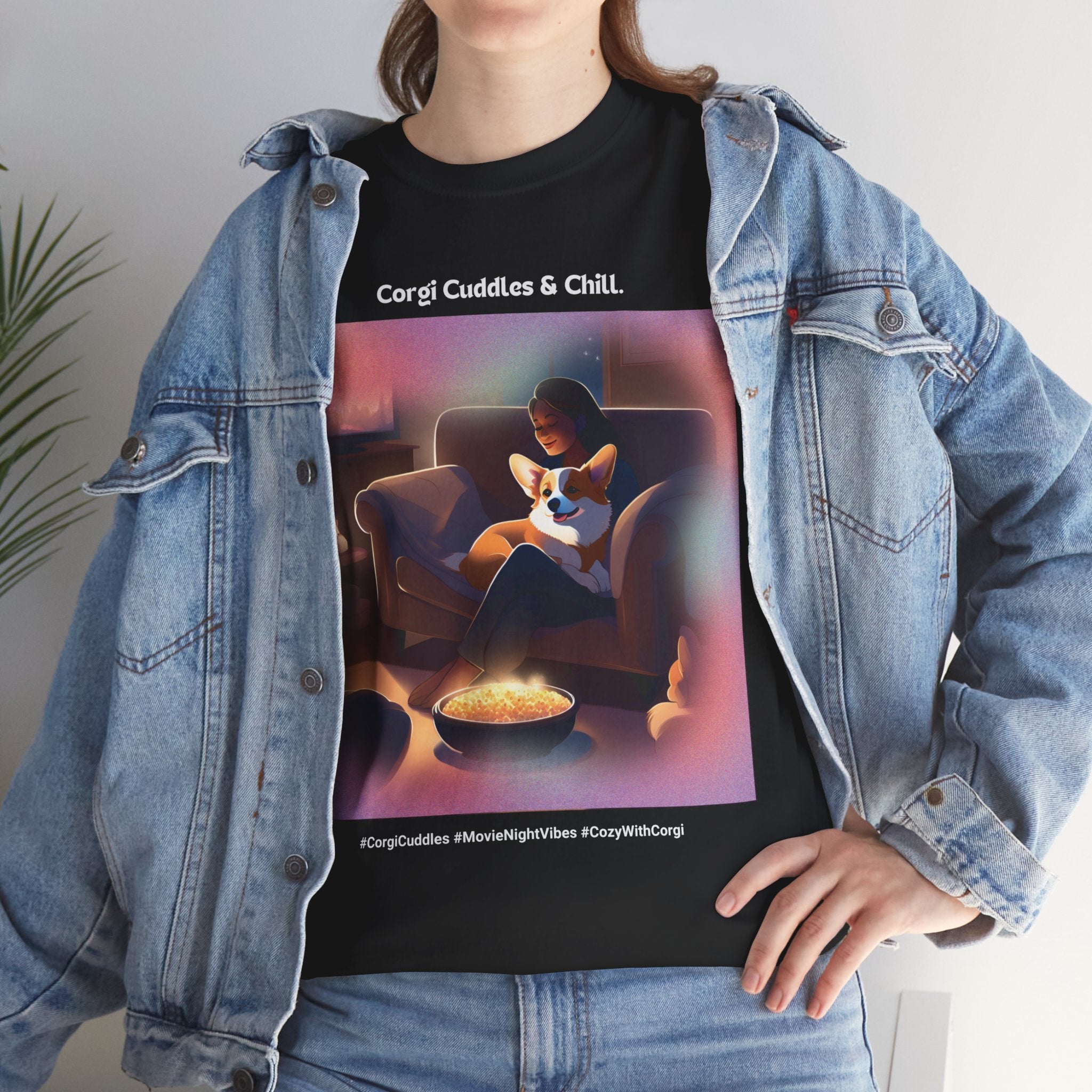 Women's - Corgi Cuddles & Chill: Cozy Movie Nights T-Shirt