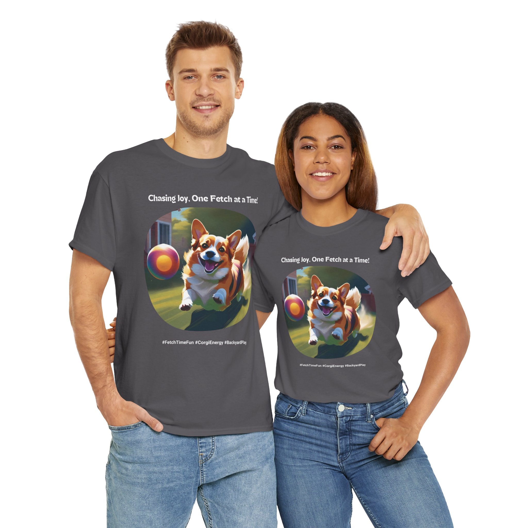 Unisex - Chasing Joy, One Fetch at a Time: Corgi Energy T-Shirt