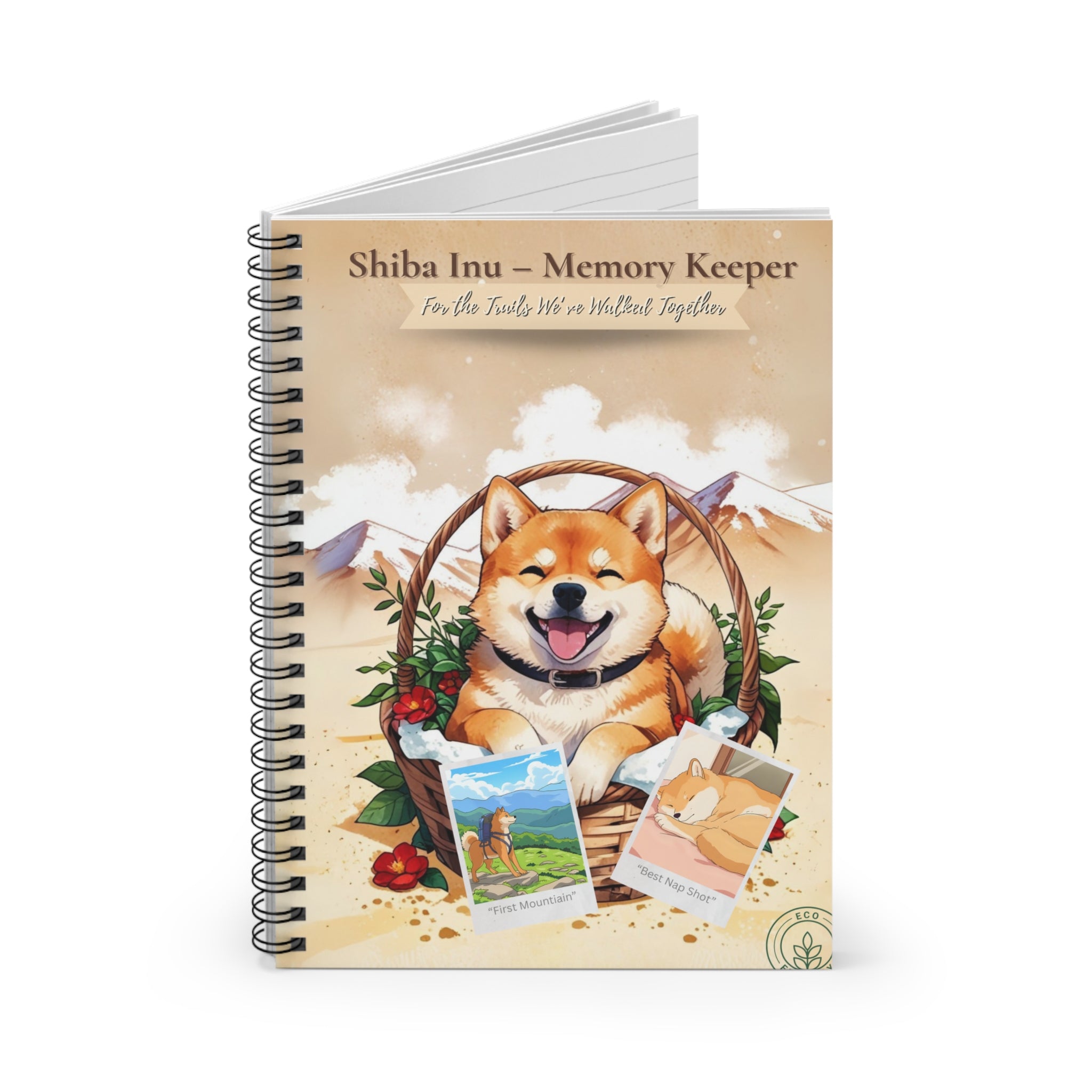 Shiba Inu Spiral Notebook – Polaroid-Style Memory Keeper, Scrapbook for Dog Lovers, Gift for Dog Owners, Journaling, Back to School, Cute Stationery