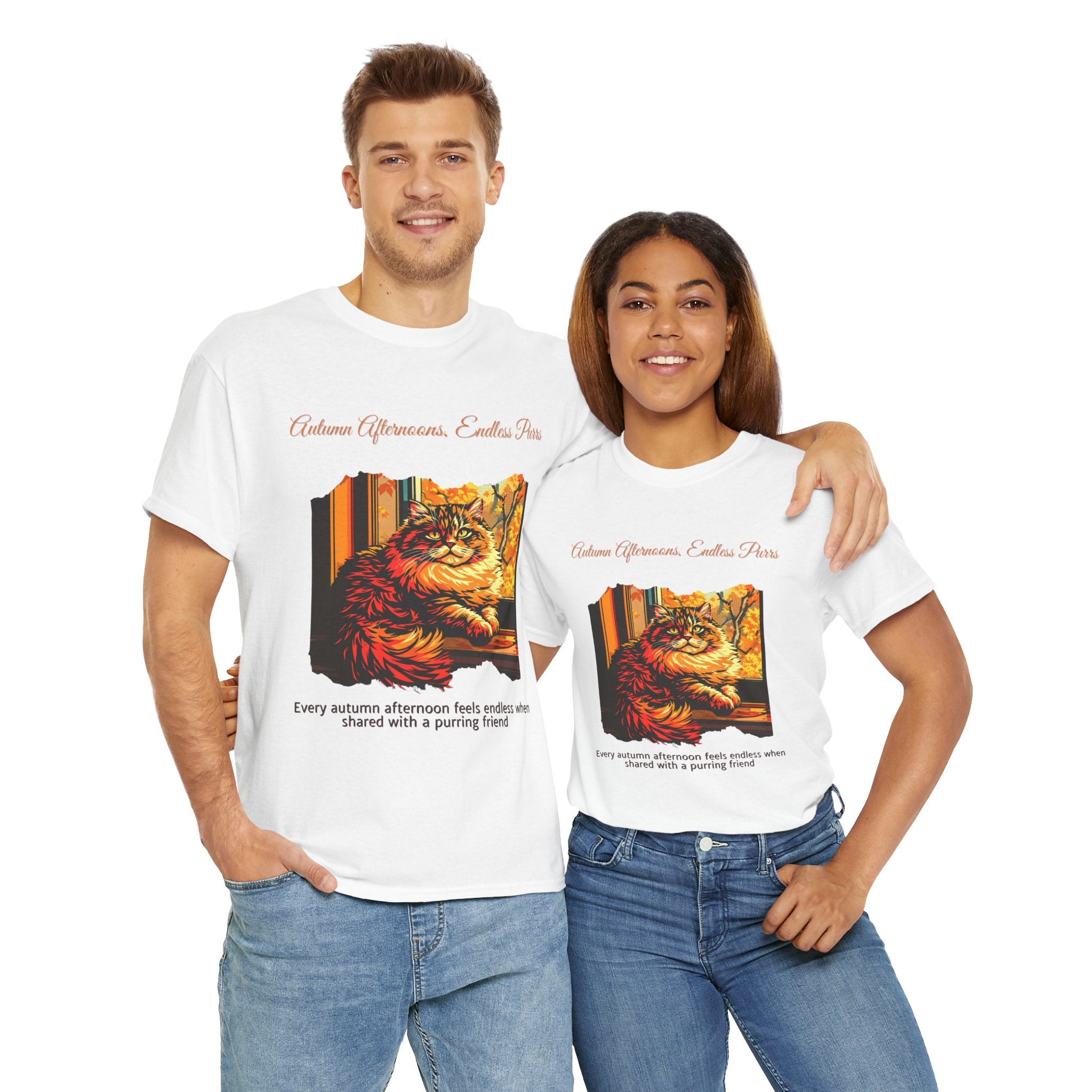 Unisex T-Shirt – Autumn Afternoons, Endless Purrs: Persian Cat Fall Shirt