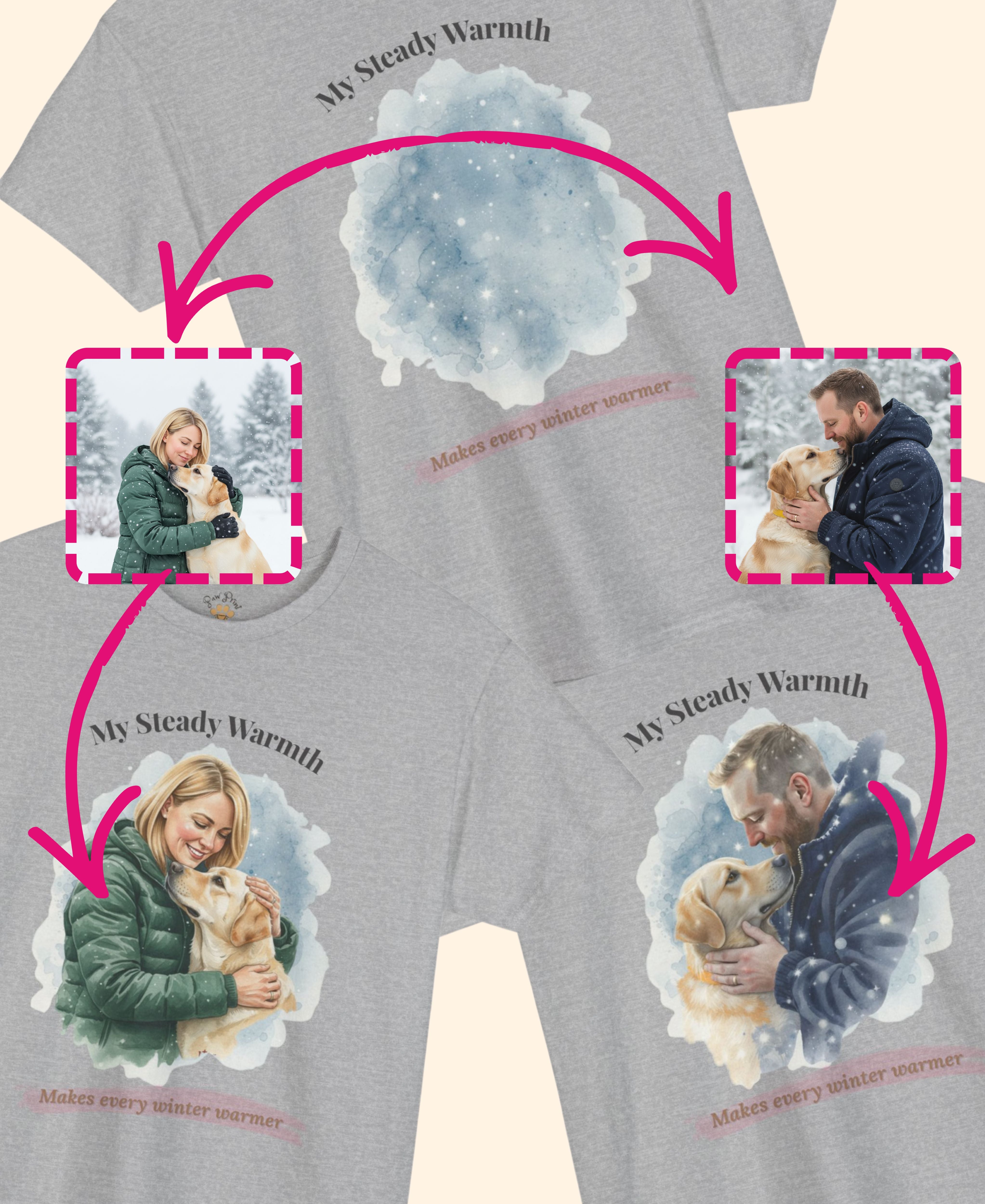 Unisex Personalized T-Shirt – My Steady Warmth: Custom Labrador Watercolor Winter Portrait
