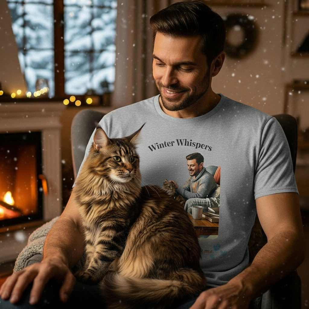 Unisex Personalized T-Shirt – Winter Whispers: Maine Coon Watercolor Portrait Edition