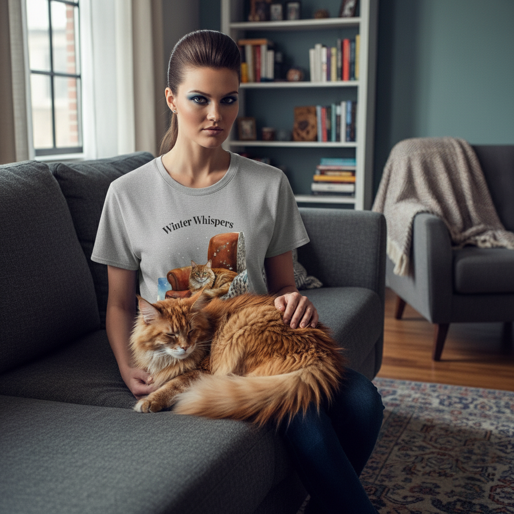 Unisex Personalized T-Shirt – Winter Whispers: Maine Coon Watercolor Portrait Edition