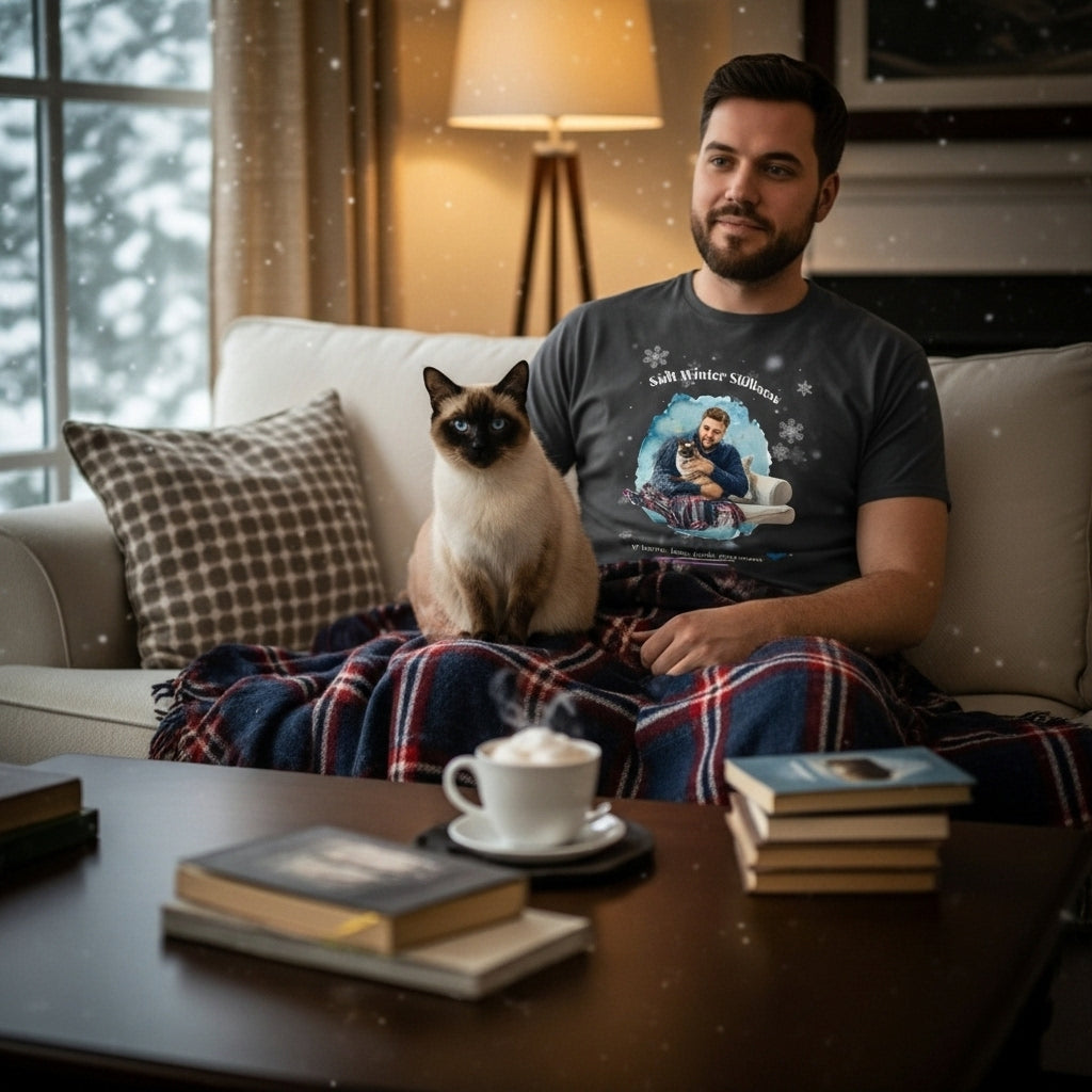 Unisex Personalized T-Shirt – Soft Winter Stillness: Siamese Watercolor Portrait Edition