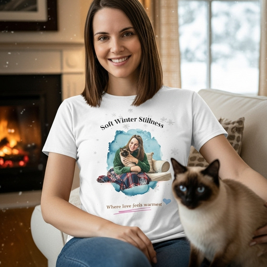 Unisex Personalized T-Shirt – Soft Winter Stillness: Siamese Watercolor Portrait Edition