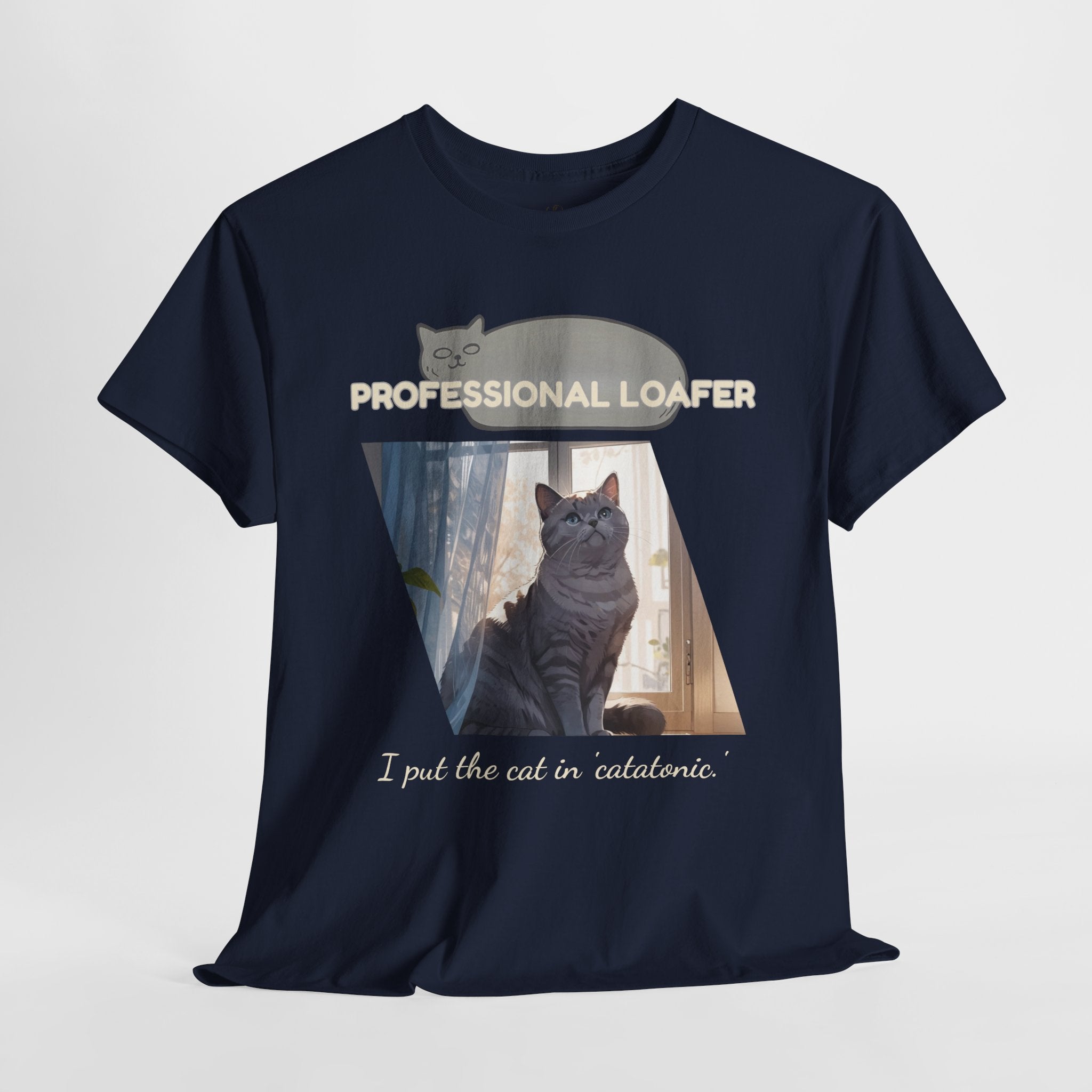 Unisex “Professional Loafer” British Shorthair Cat T-Shirt – Relaxed Fit Funny Pet Shirt