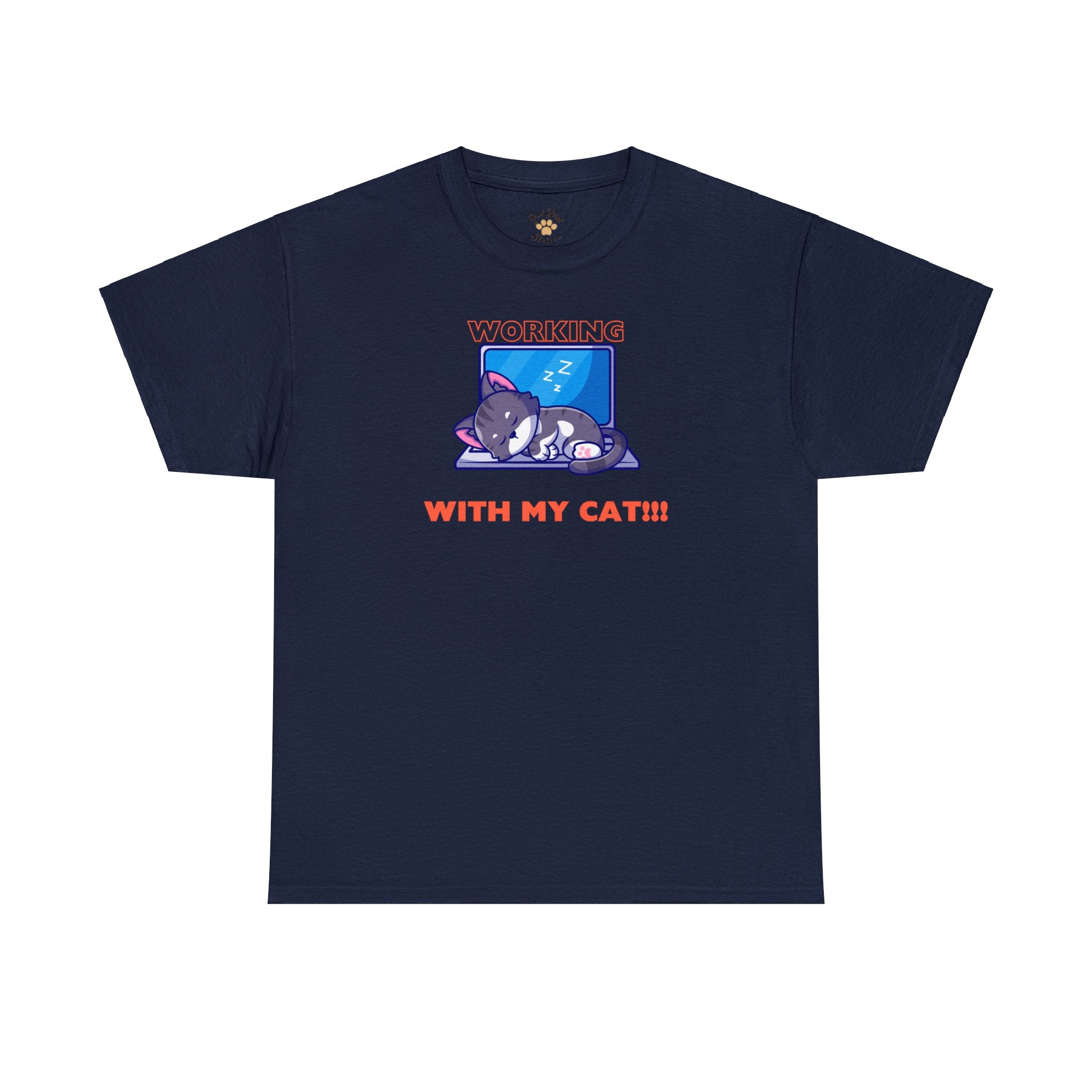 "Working with my Cat" Cotton Tee