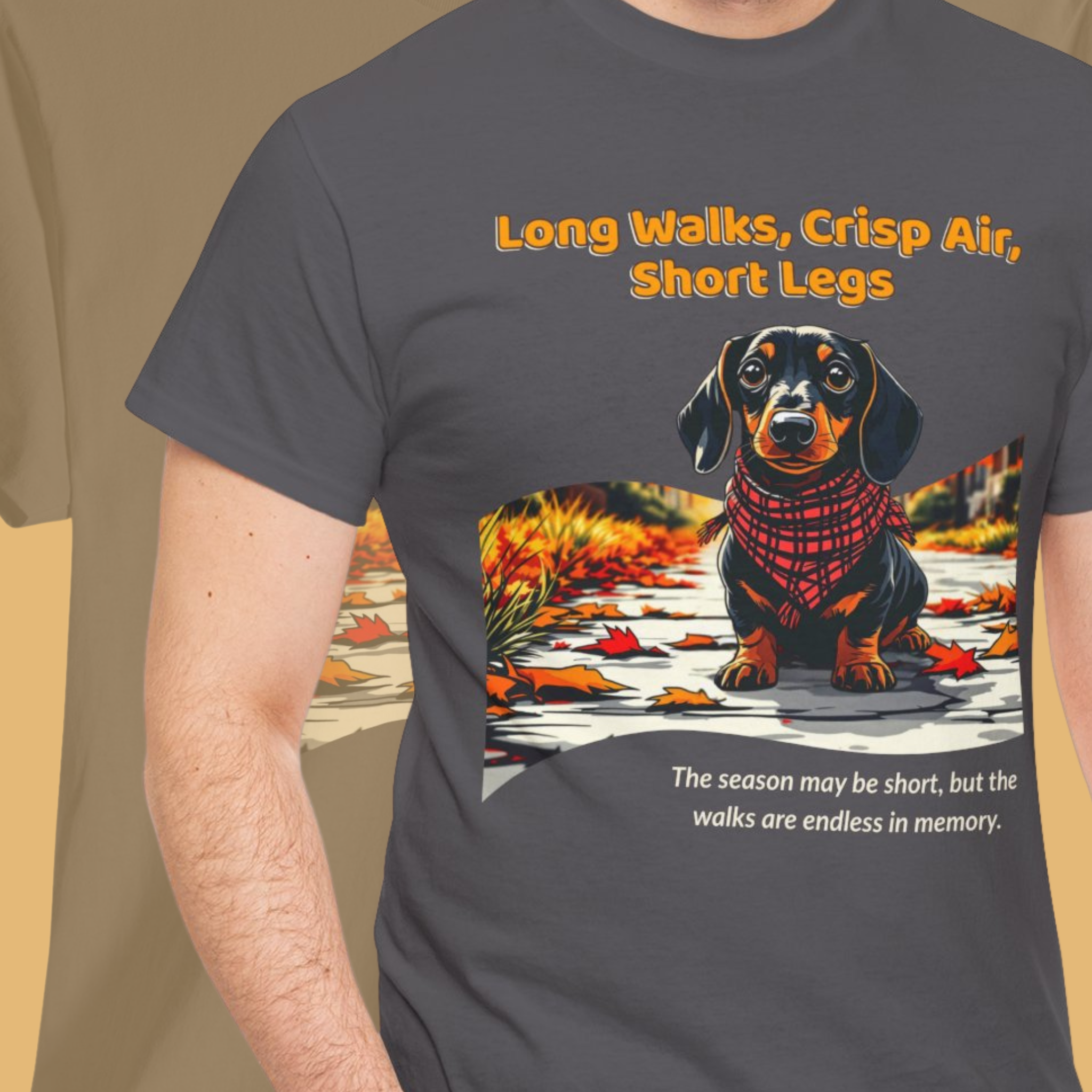 Unisex T-Shirt – Long Walks, Crisp Air, Short Legs: Dachshund Fall Shirt
