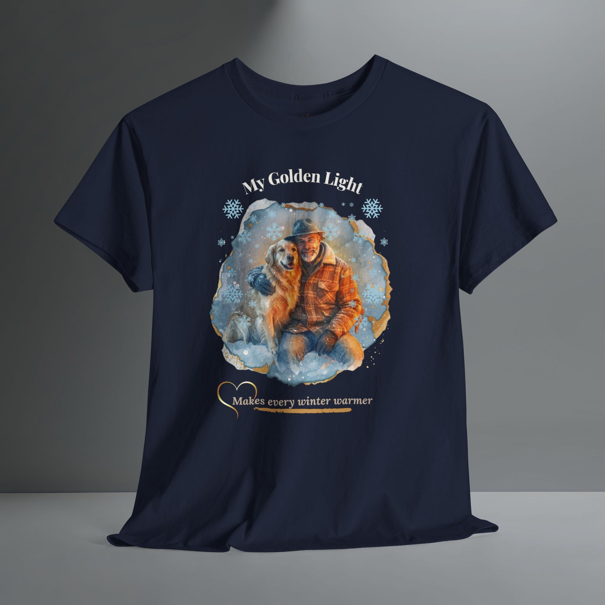 Unisex Personalized T-Shirt – My Golden Light: Custom Golden Retriever Watercolor Winter Portrait