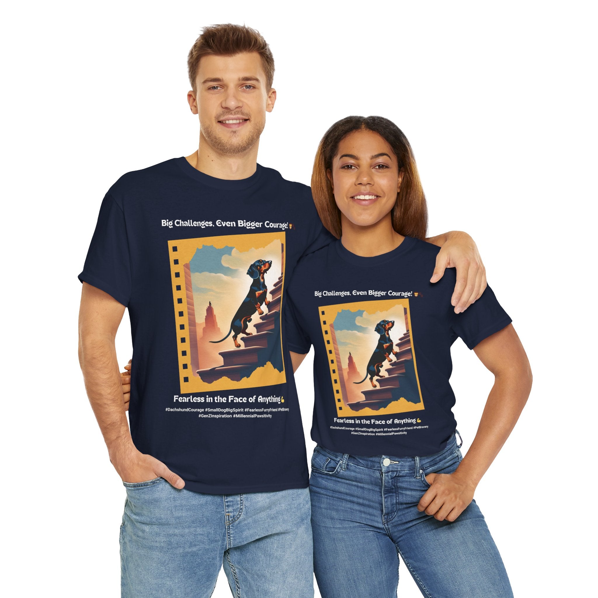 Unisex - Big Challenges, Even Bigger Courage: Dachshund Spirit T-Shirt