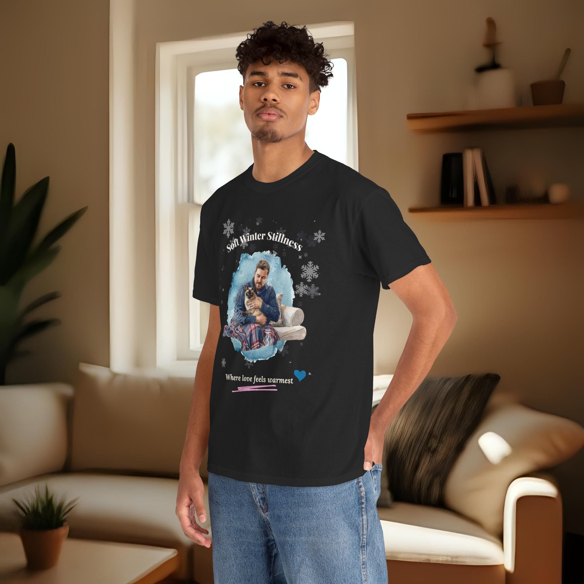 Unisex Personalized T-Shirt – Soft Winter Stillness: Siamese Watercolor Portrait Edition