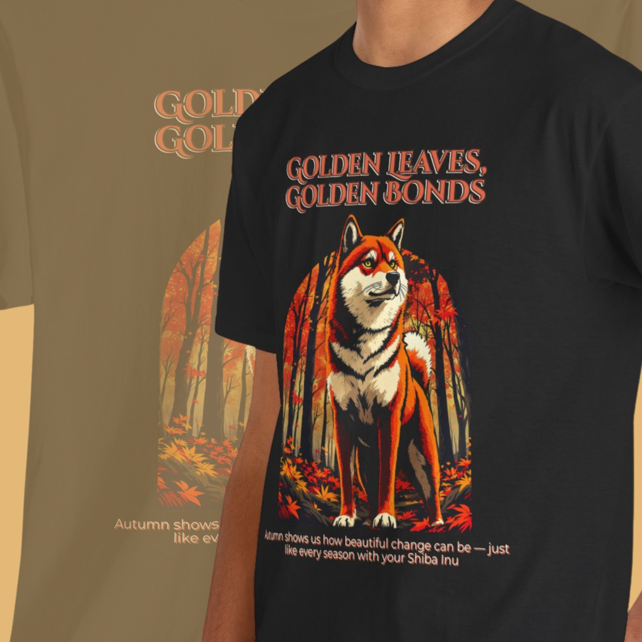 Unisex T-Shirt – Golden Leaves, Golden Bonds: Shiba Inu Autumn Shirt
