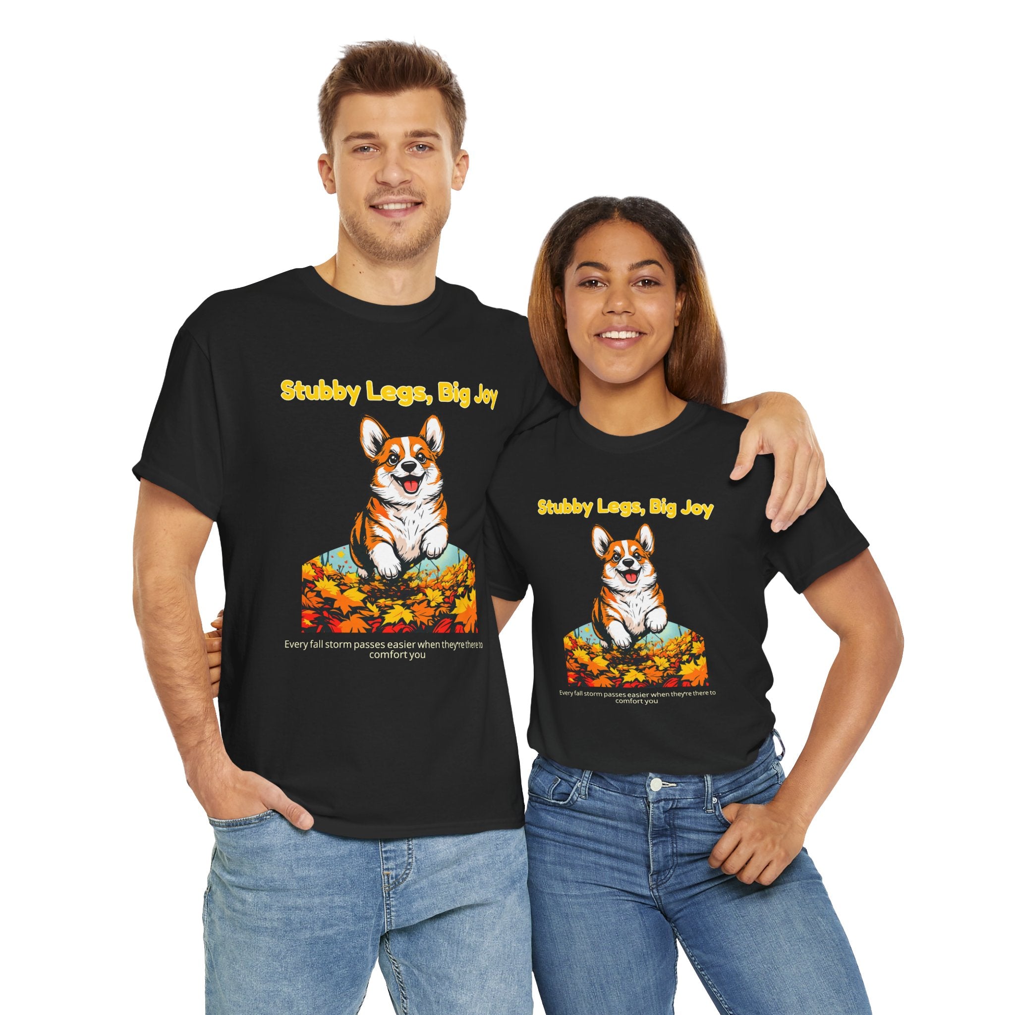 Unisex T-Shirt – Stubby Legs, Big Joy: Corgi Autumn Shirt