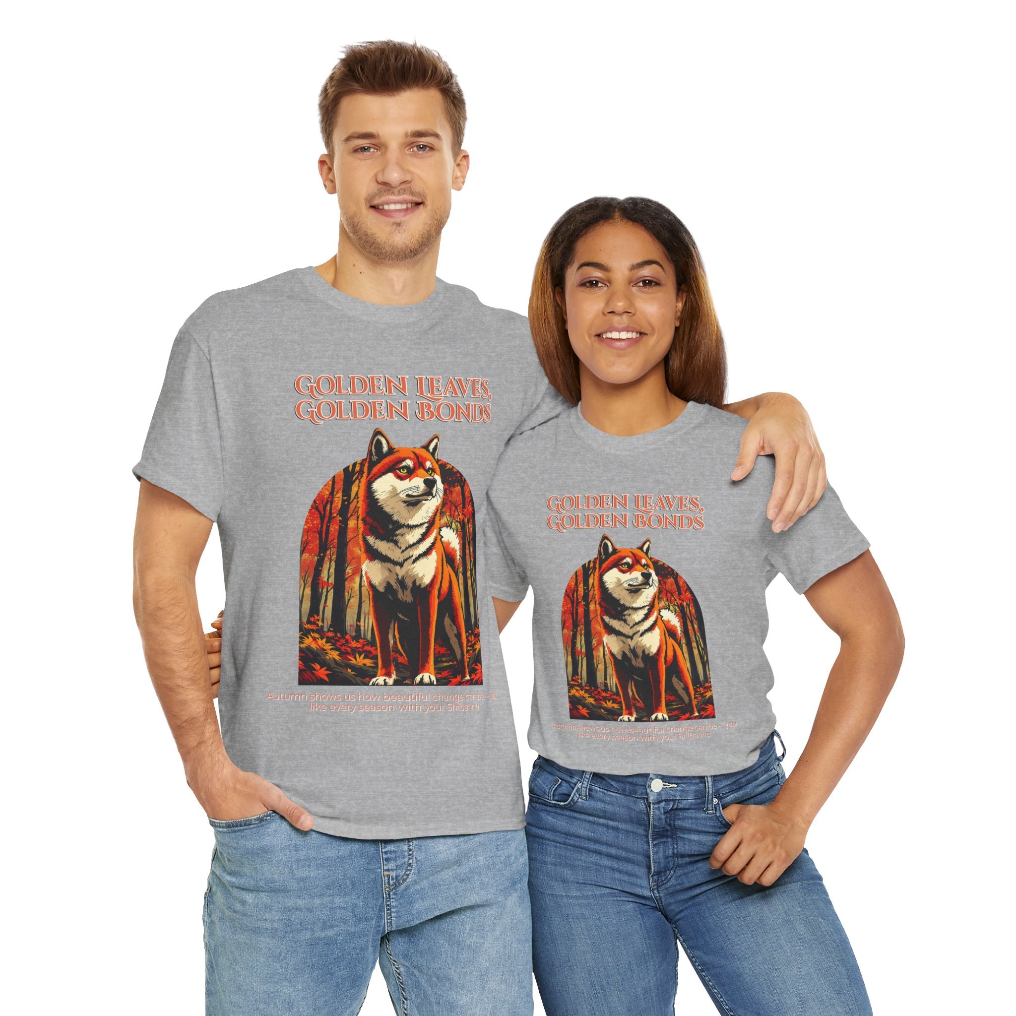Unisex T-Shirt – Golden Leaves, Golden Bonds: Shiba Inu Autumn Shirt