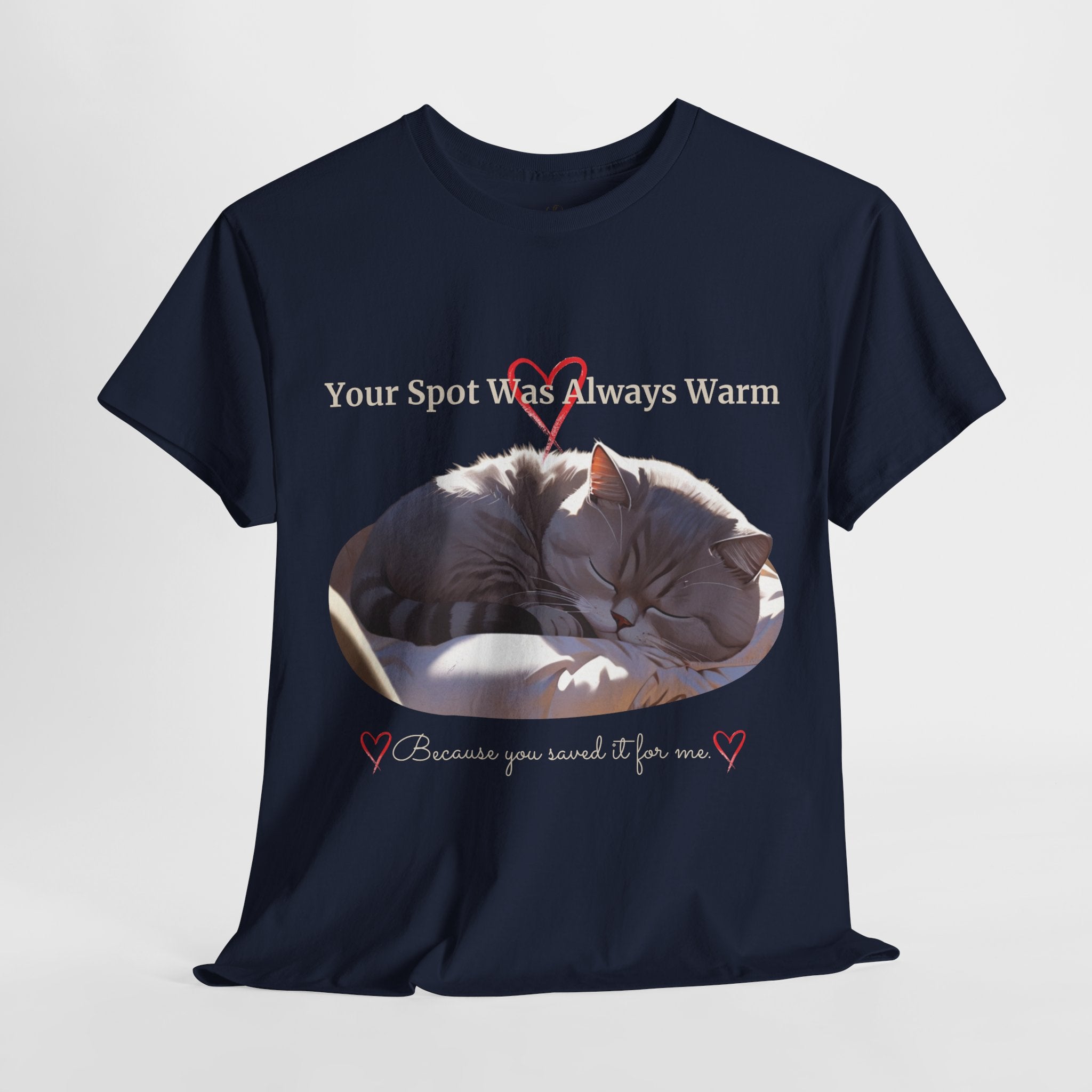 Unisex “Your Spot Was Always Warm” British Shorthair Cat T-Shirt – Cozy Pet Lover Tee