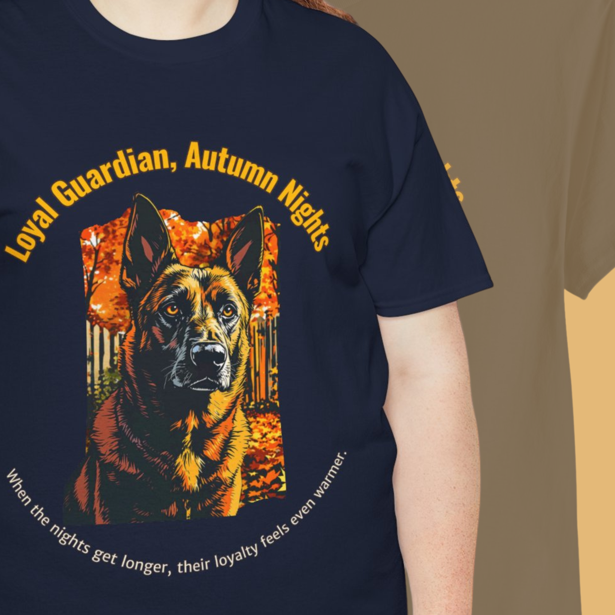 Unisex T-Shirt – Loyal Guardian, Autumn Nights: Belgian Malinois Fall Shirt