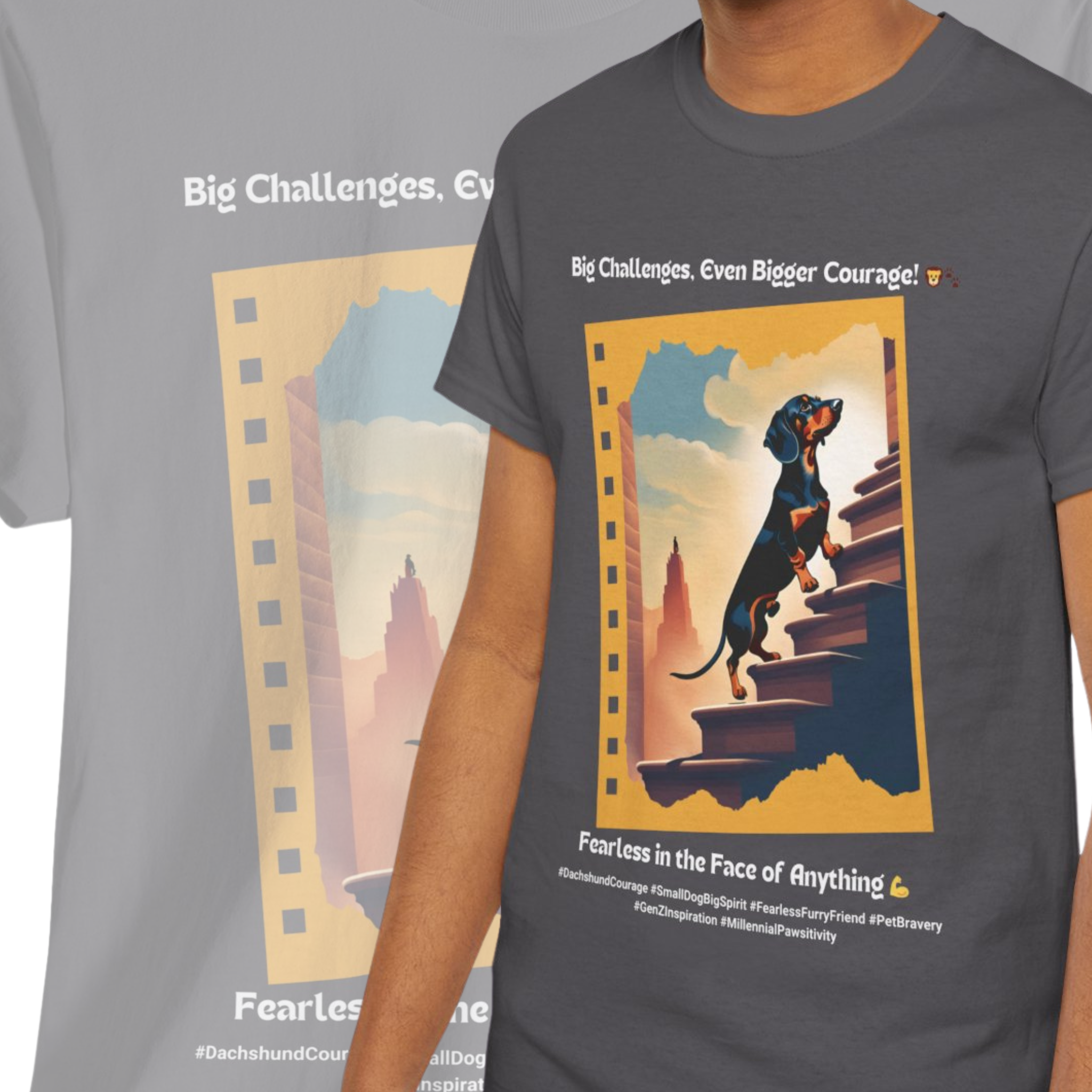 Unisex - Big Challenges, Even Bigger Courage: Dachshund Spirit T-Shirt