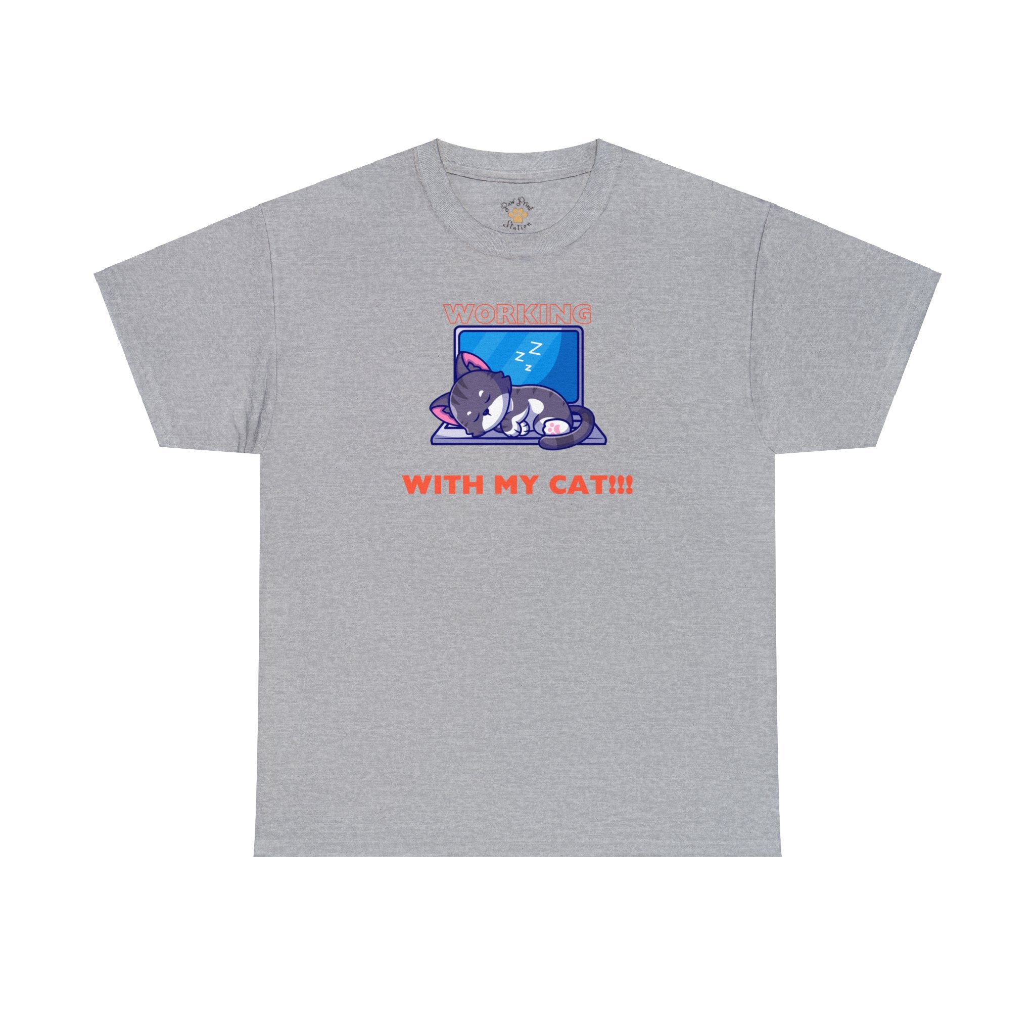 "Working with my Cat" Cotton Tee