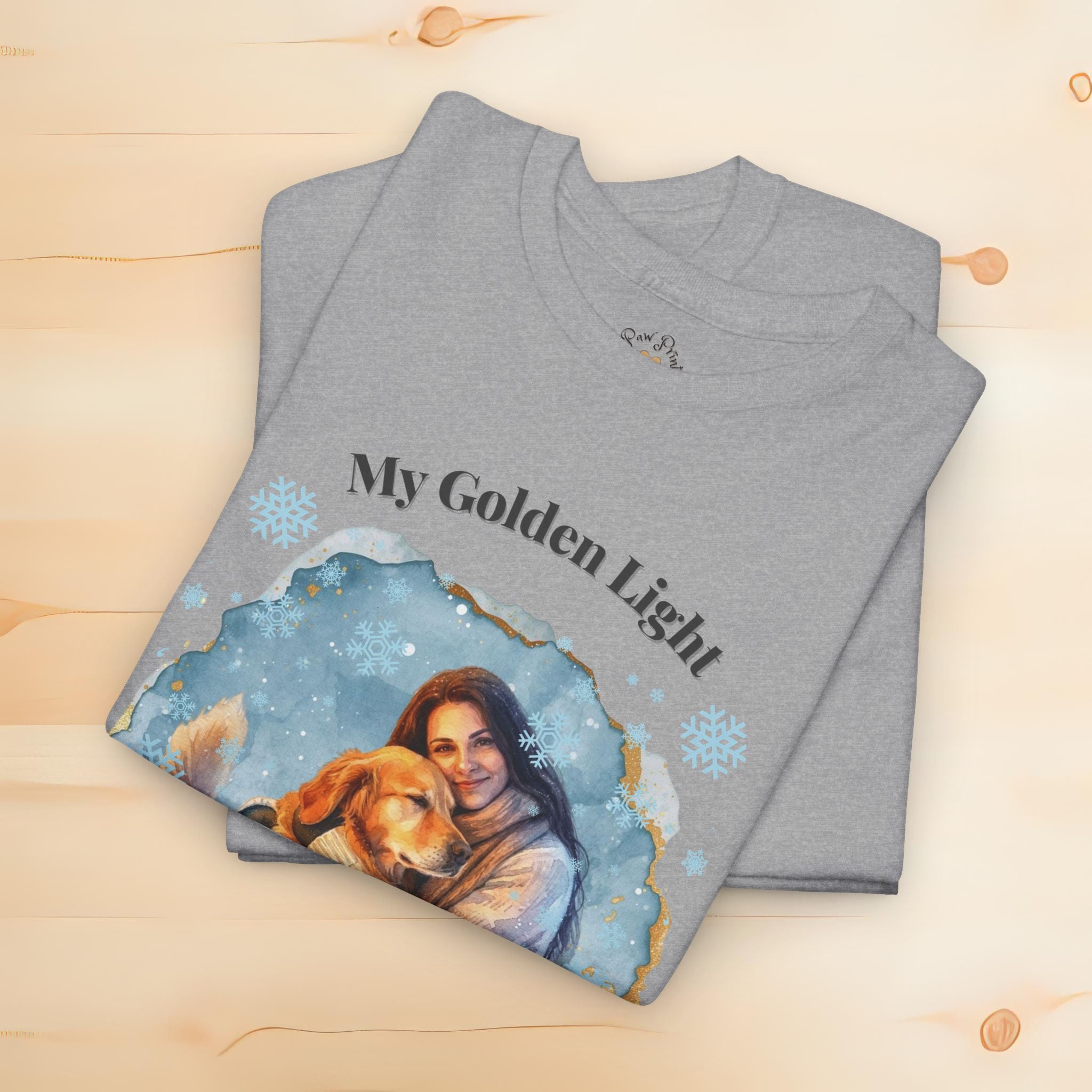 Unisex Personalized T-Shirt – My Golden Light: Custom Golden Retriever Watercolor Winter Portrait