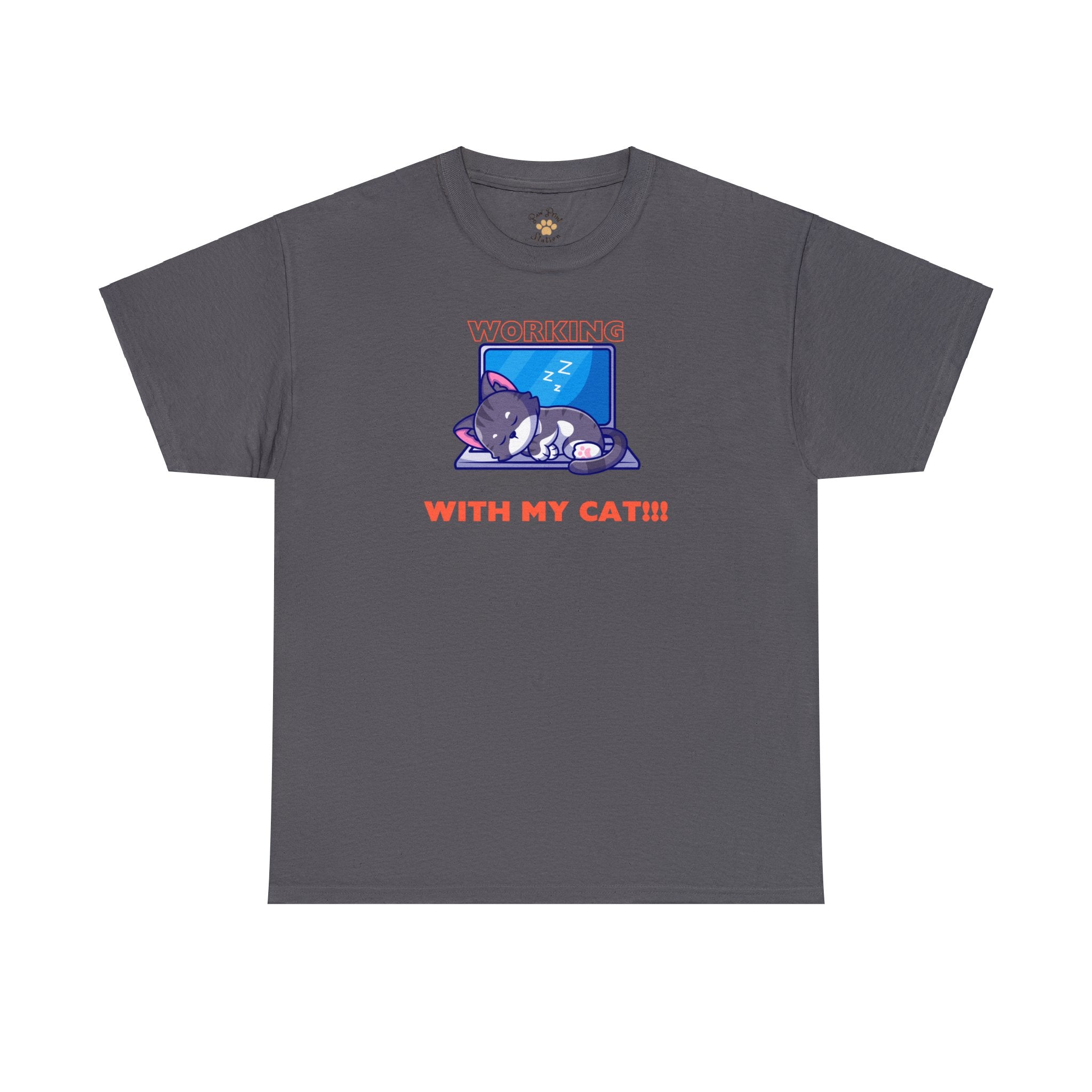 "Working with my Cat" Cotton Tee