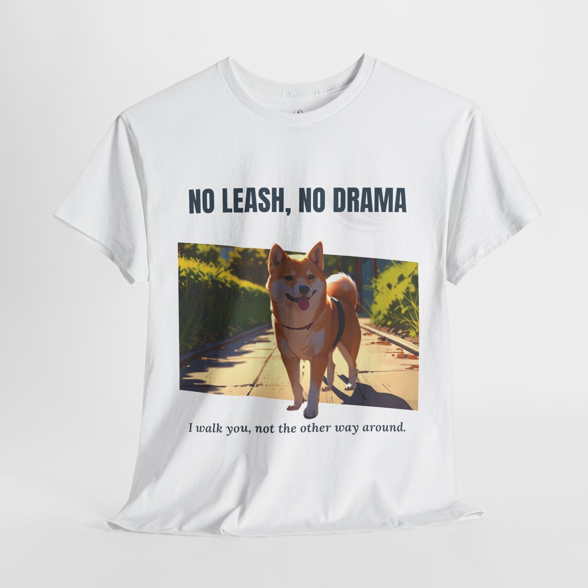 Unisex “No Leash, No Drama” Shiba Inu T-Shirt – Independent Dog Owner Tee