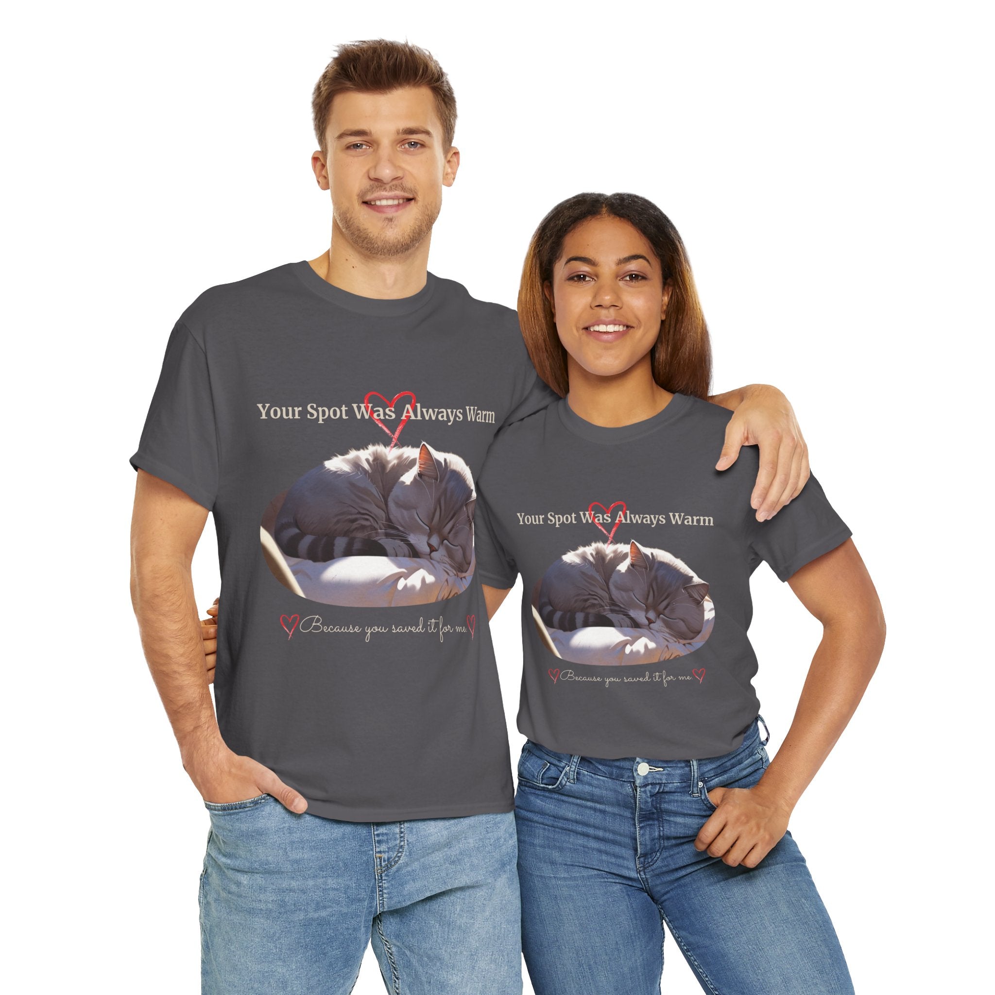 Unisex “Your Spot Was Always Warm” British Shorthair Cat T-Shirt – Cozy Pet Lover Tee