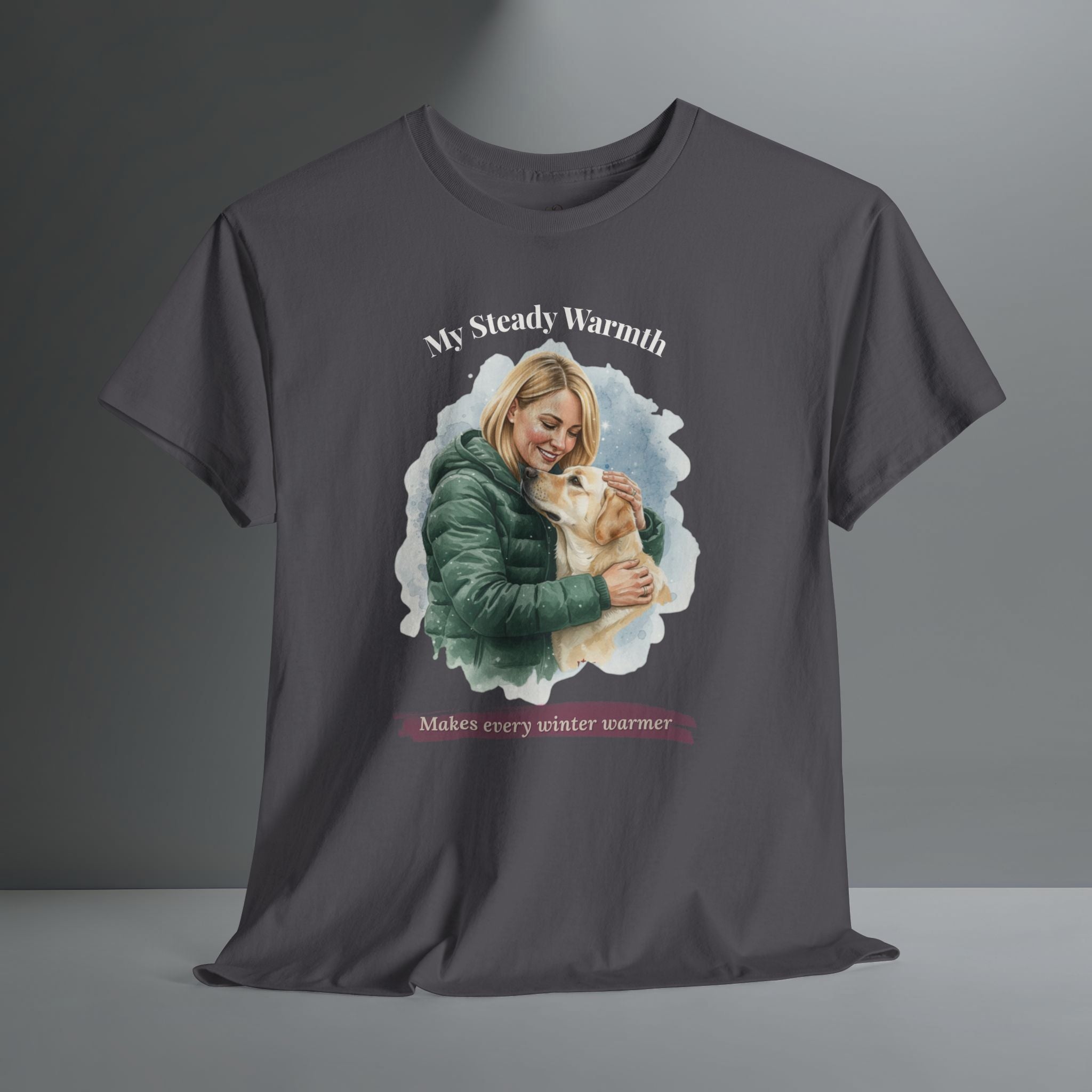 Unisex Personalized T-Shirt – My Steady Warmth: Custom Labrador Watercolor Winter Portrait