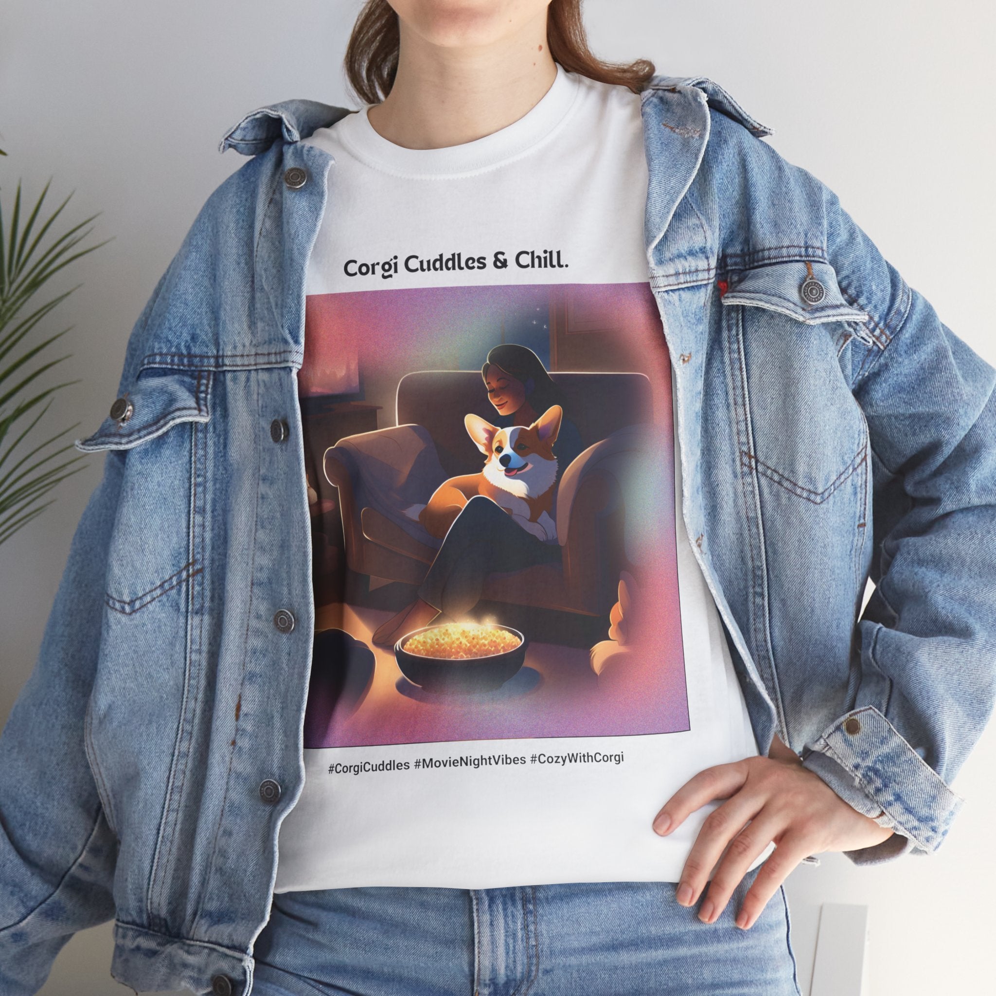 Women's - Corgi Cuddles & Chill: Cozy Movie Nights T-Shirt