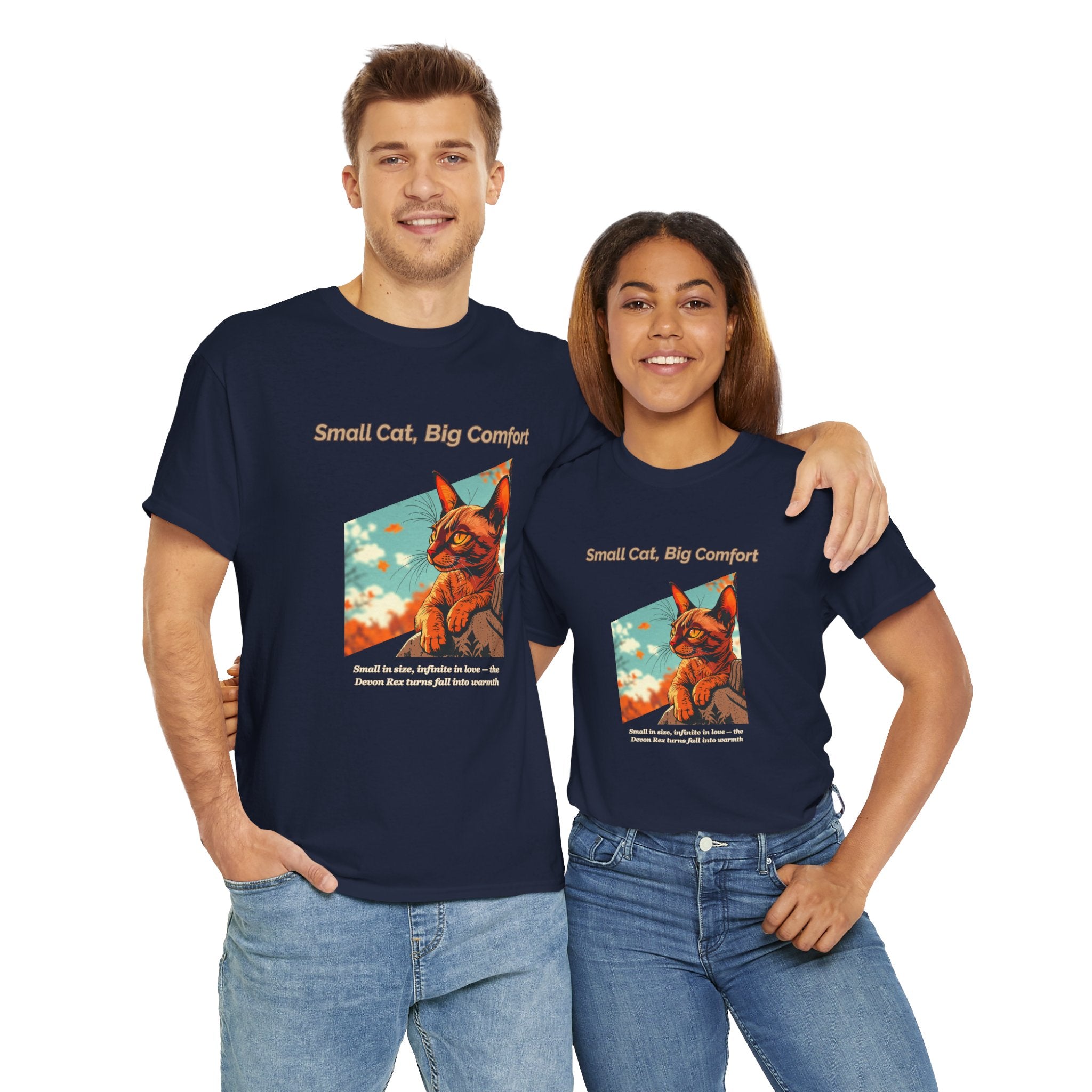 Unisex T-Shirt – Small Cat, Big Comfort: Devon Rex Fall Shirt
