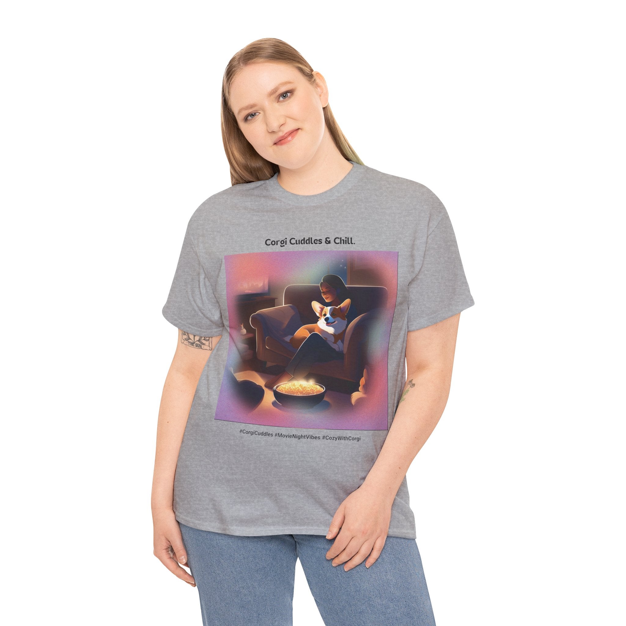 Women's - Corgi Cuddles & Chill: Cozy Movie Nights T-Shirt