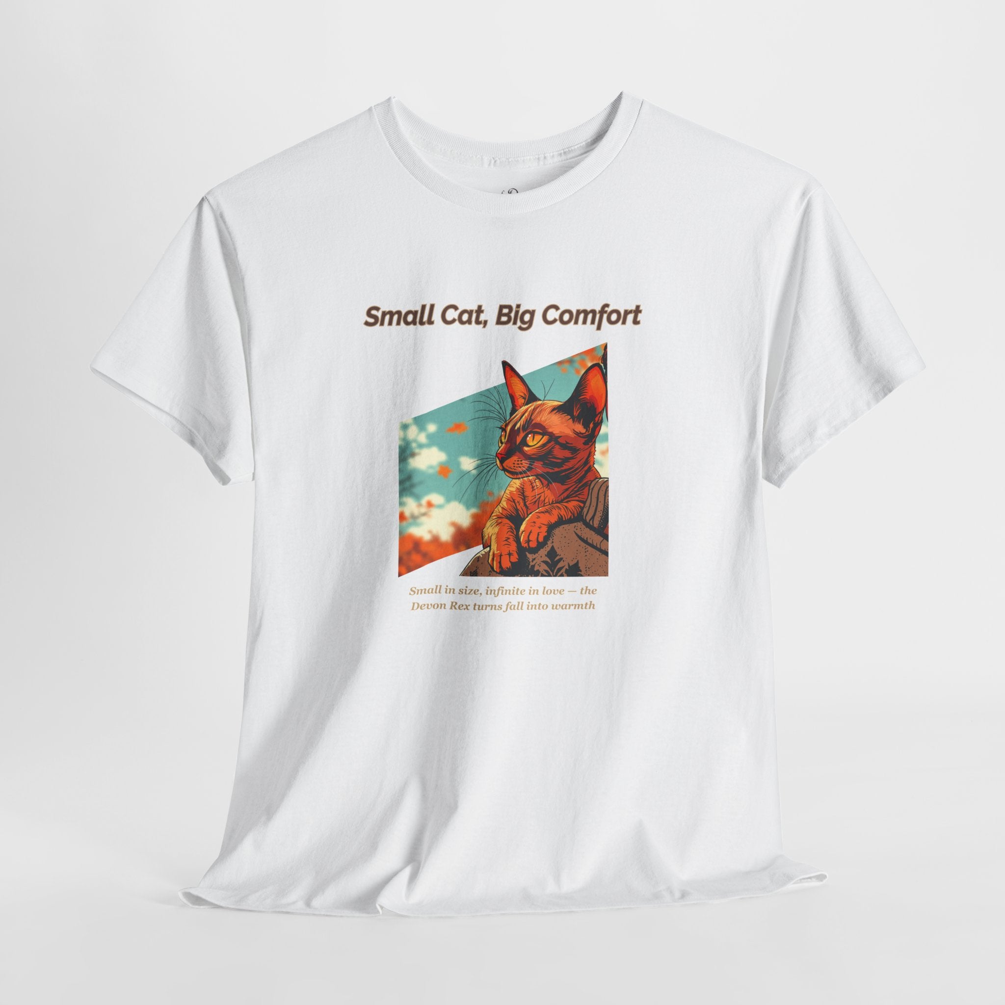 Unisex T-Shirt – Small Cat, Big Comfort: Devon Rex Fall Shirt