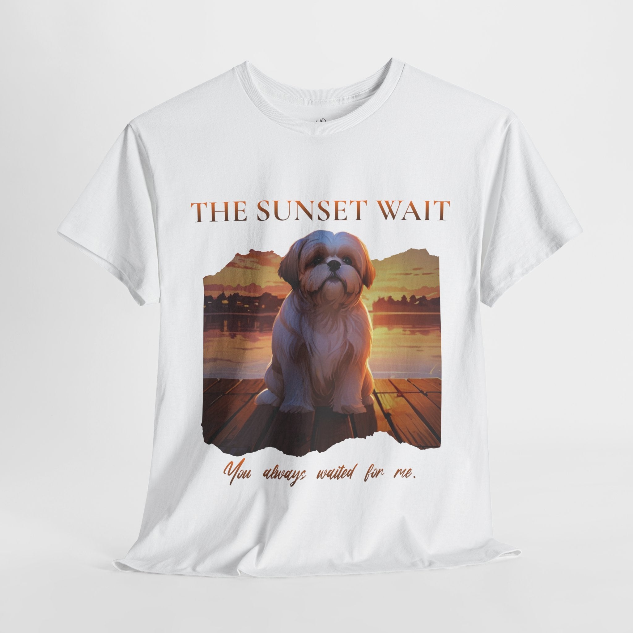 Unisex “The Sunset Wait” Shih Tzu T-Shirt – Sentimental Pet Lover Tee, Late Summer Edition