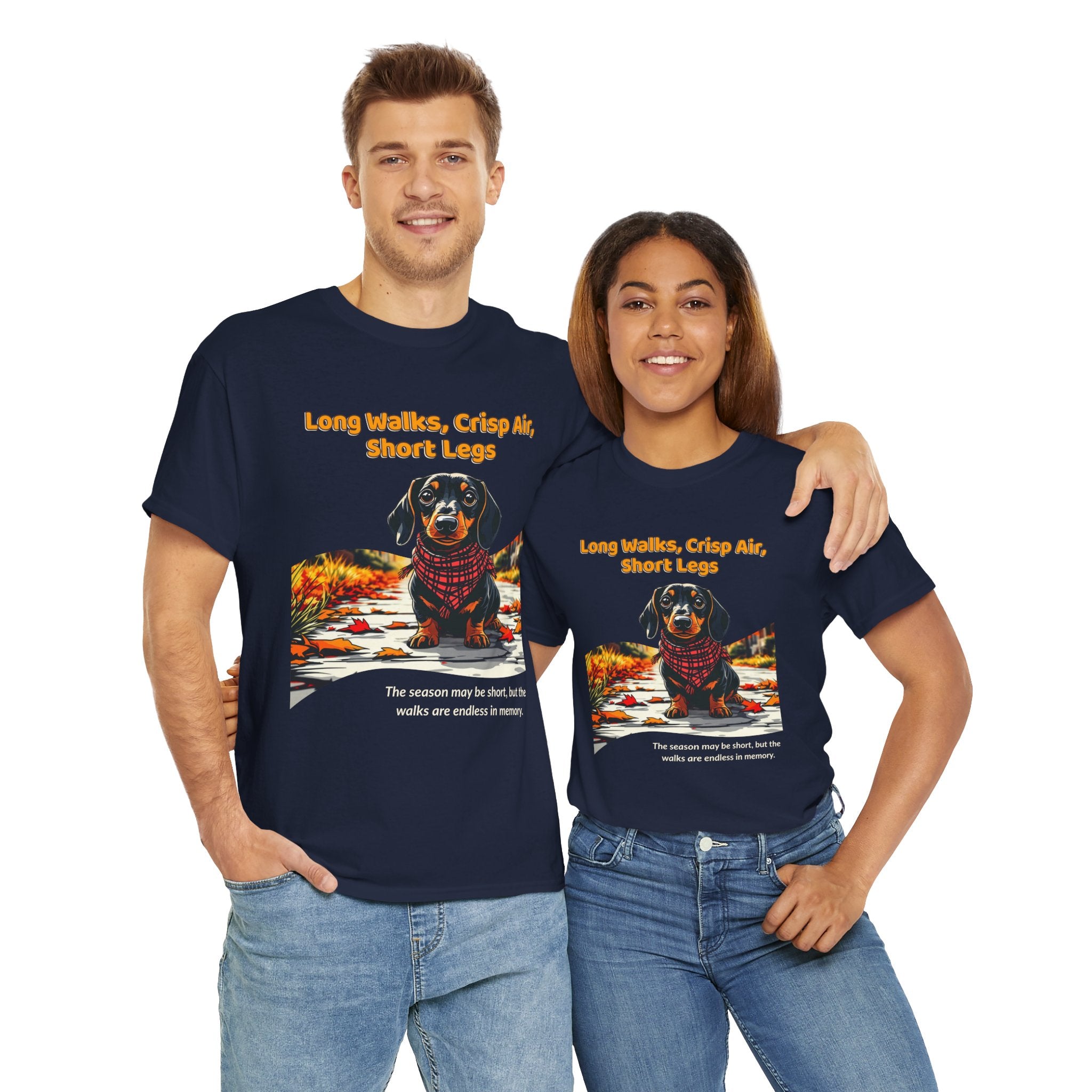 Unisex T-Shirt – Long Walks, Crisp Air, Short Legs: Dachshund Fall Shirt