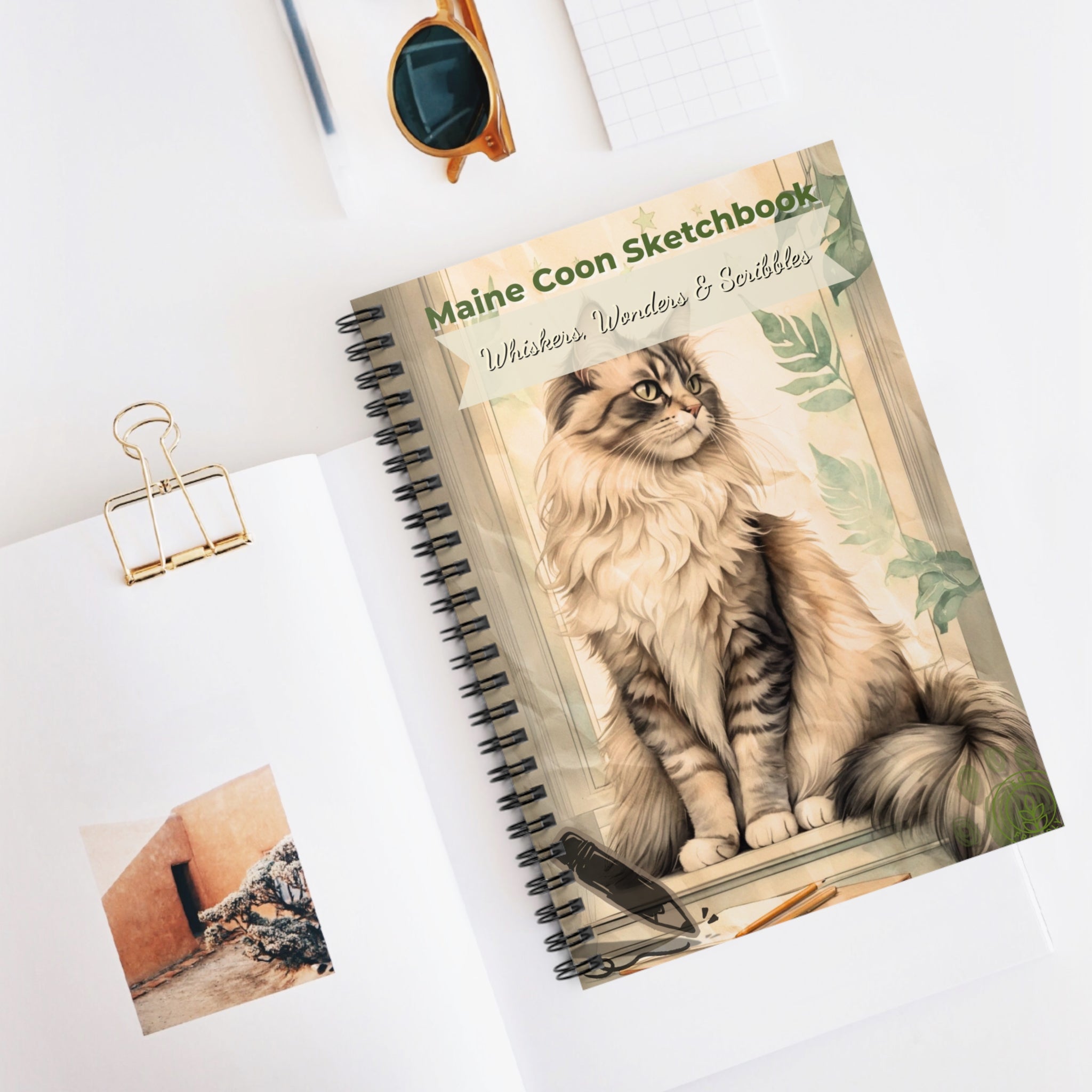 Maine Coon Sketchbook - Whiskers, Wonders & Scribbles, Cat Lover's Journal, Artist Notebook, Gift for Pet Owners, Cute Stationery
