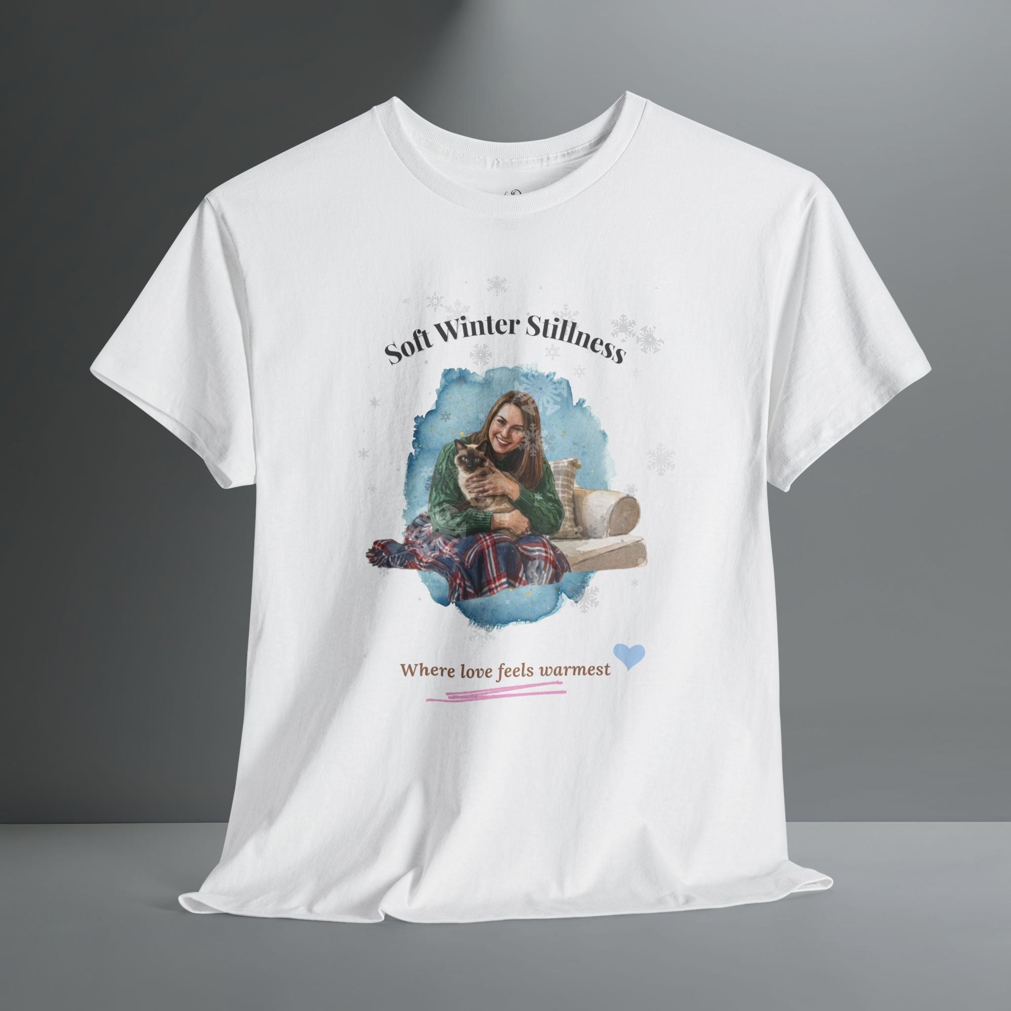 Unisex Personalized T-Shirt – Soft Winter Stillness: Siamese Watercolor Portrait Edition
