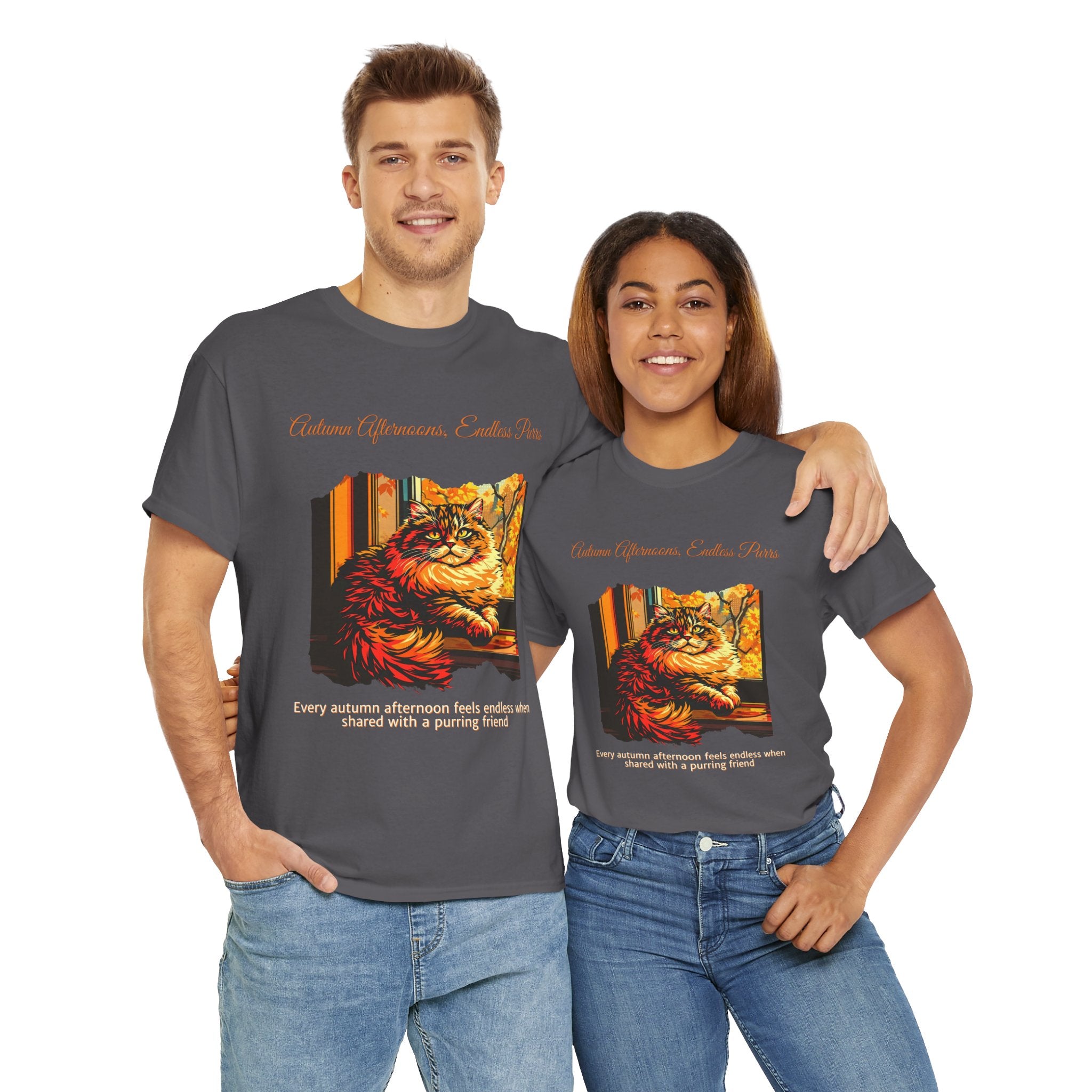 Unisex T-Shirt – Autumn Afternoons, Endless Purrs: Persian Cat Fall Shirt
