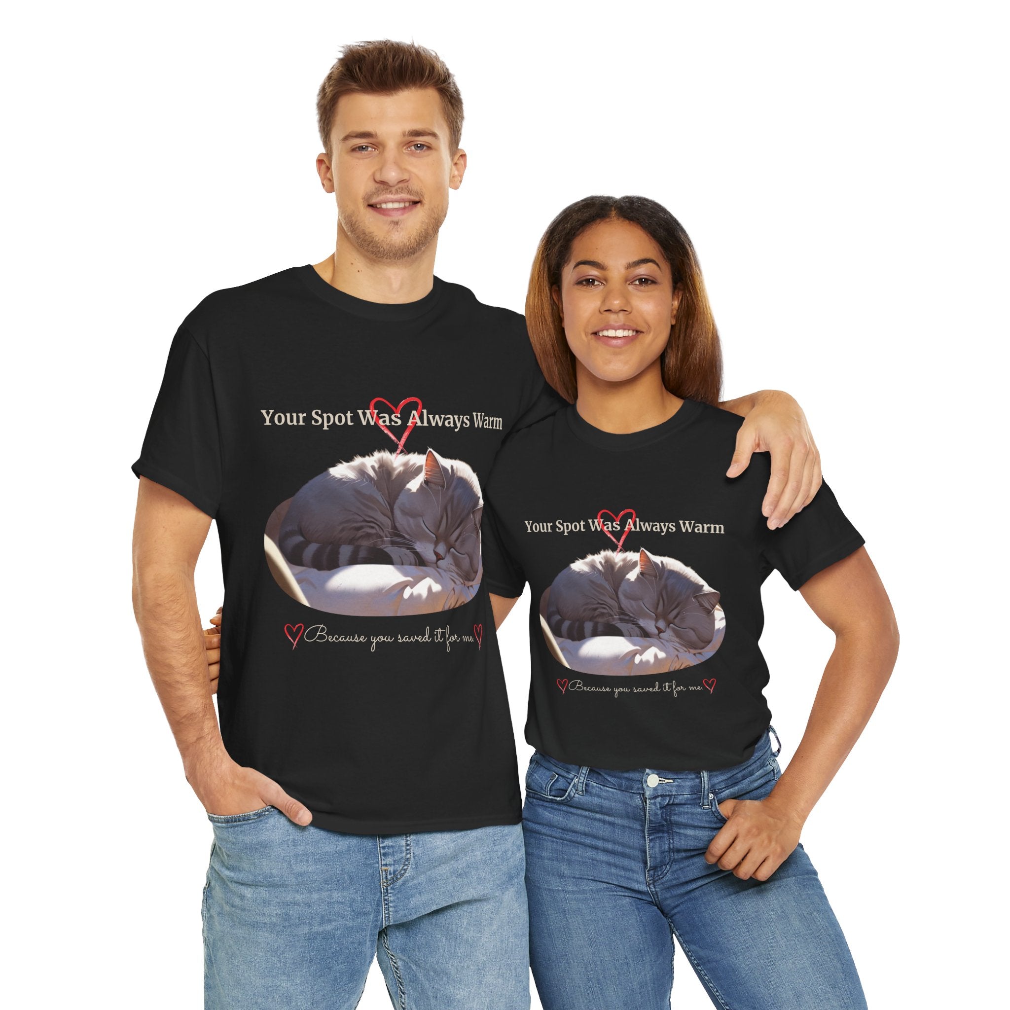 Unisex “Your Spot Was Always Warm” British Shorthair Cat T-Shirt – Cozy Pet Lover Tee
