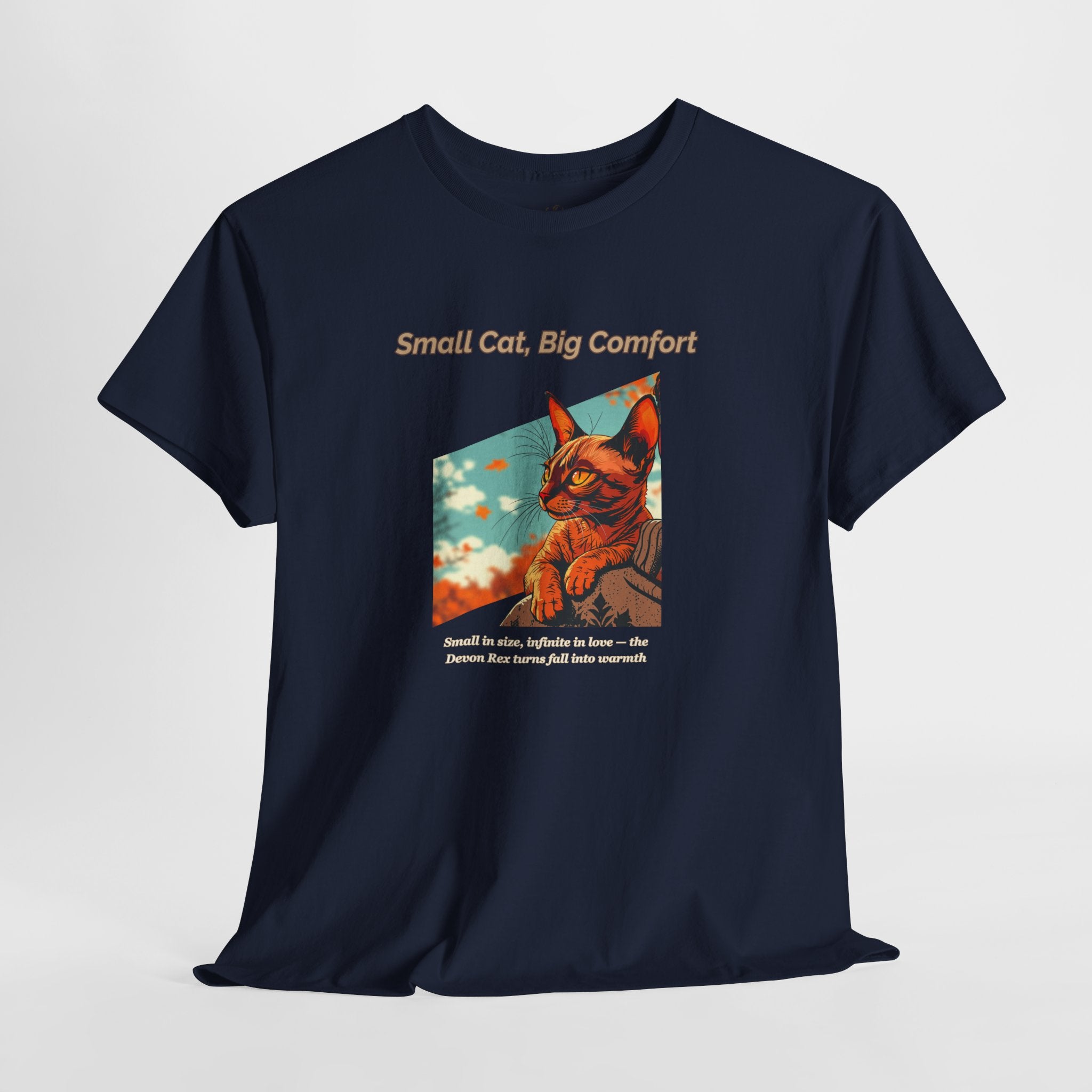Unisex T-Shirt – Small Cat, Big Comfort: Devon Rex Fall Shirt