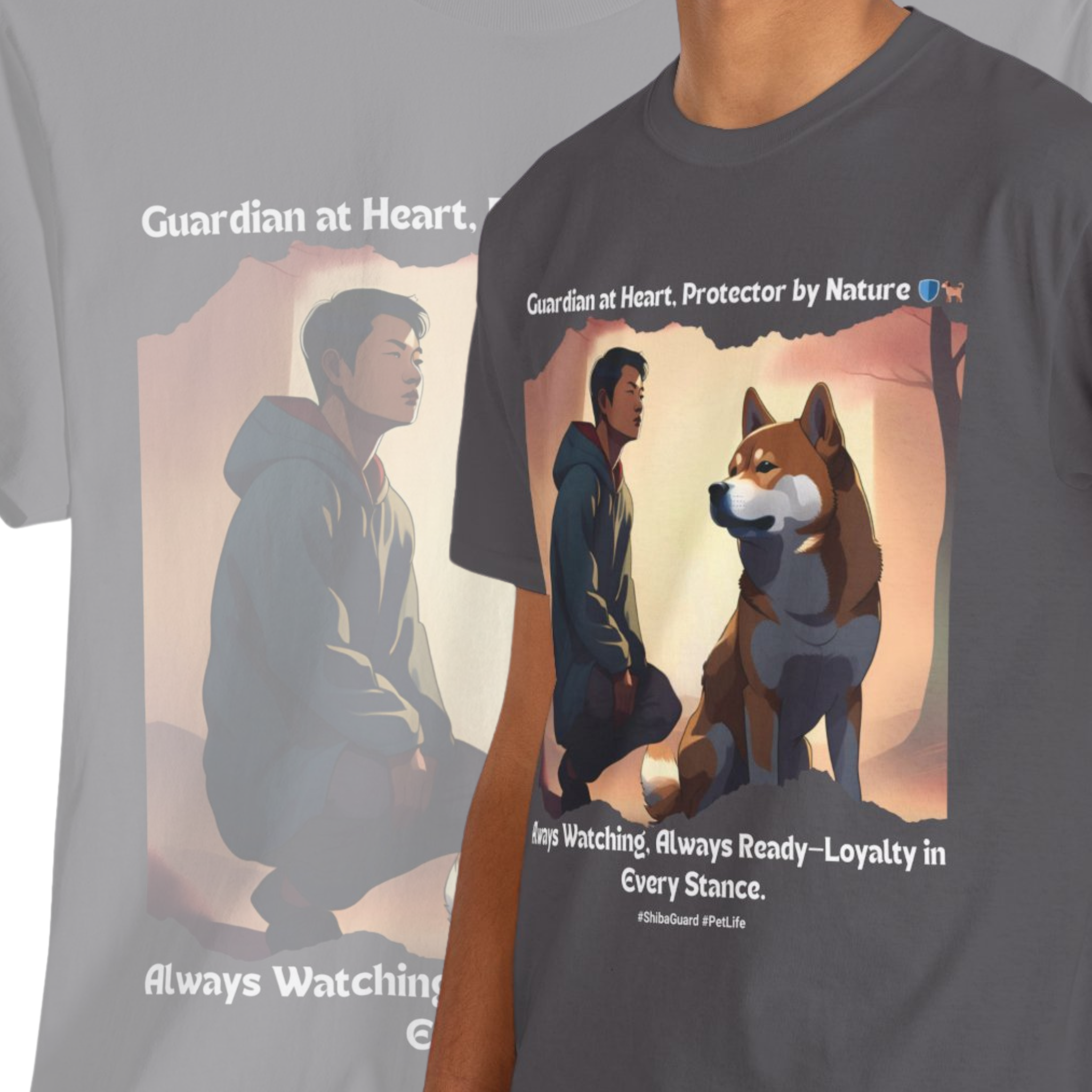 Men's - Guardian at Heart, Protector by Nature: Shiba Inu T-Shirt