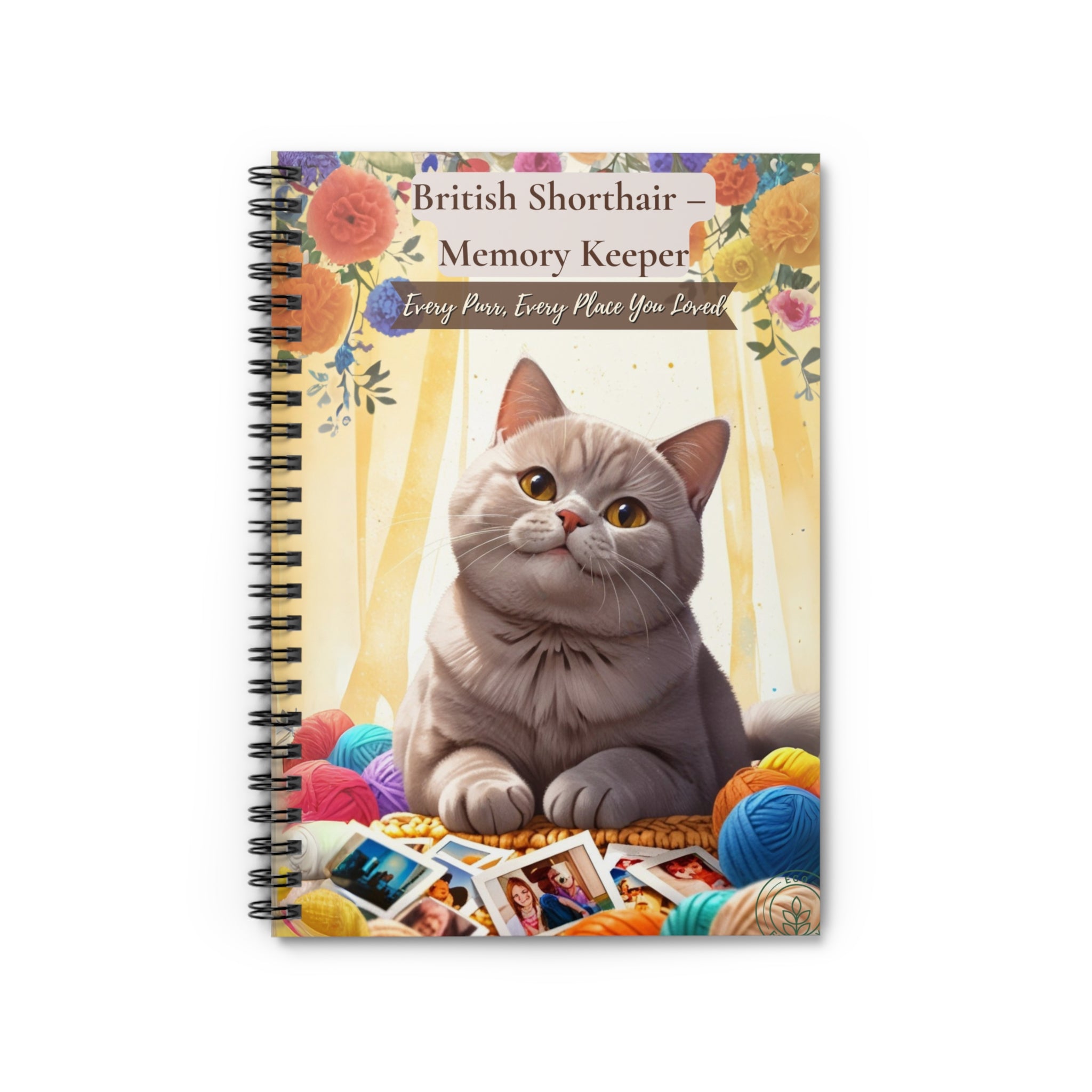 British Shorthair Spiral Notebook – Polaroid-Style Memory Keeper, Scrapbook for Cat Lovers, Gift for Cat Owners, Journaling, Back to School, Cute Stationery