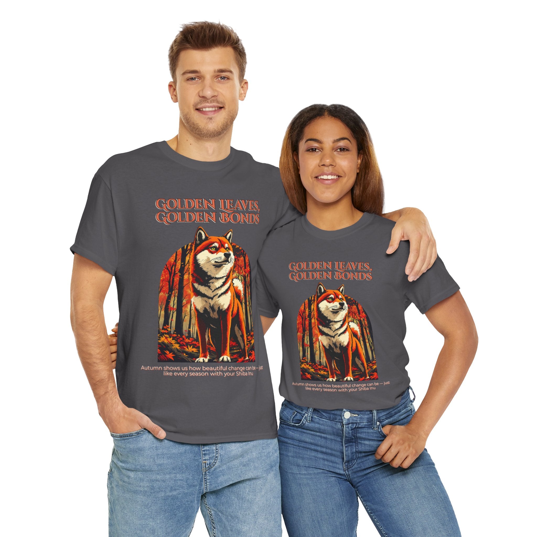 Unisex T-Shirt – Golden Leaves, Golden Bonds: Shiba Inu Autumn Shirt