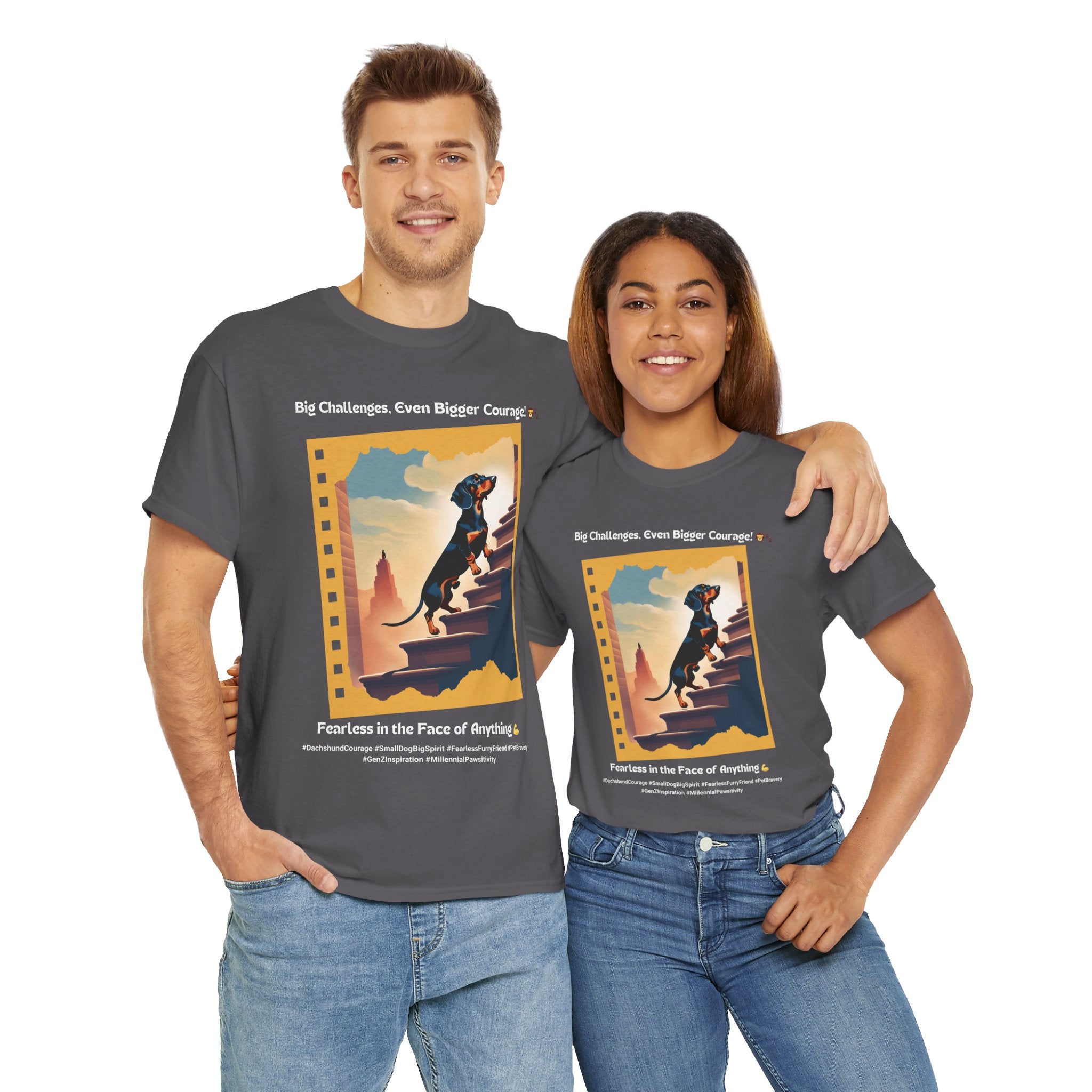 Unisex - Big Challenges, Even Bigger Courage: Dachshund Spirit T-Shirt