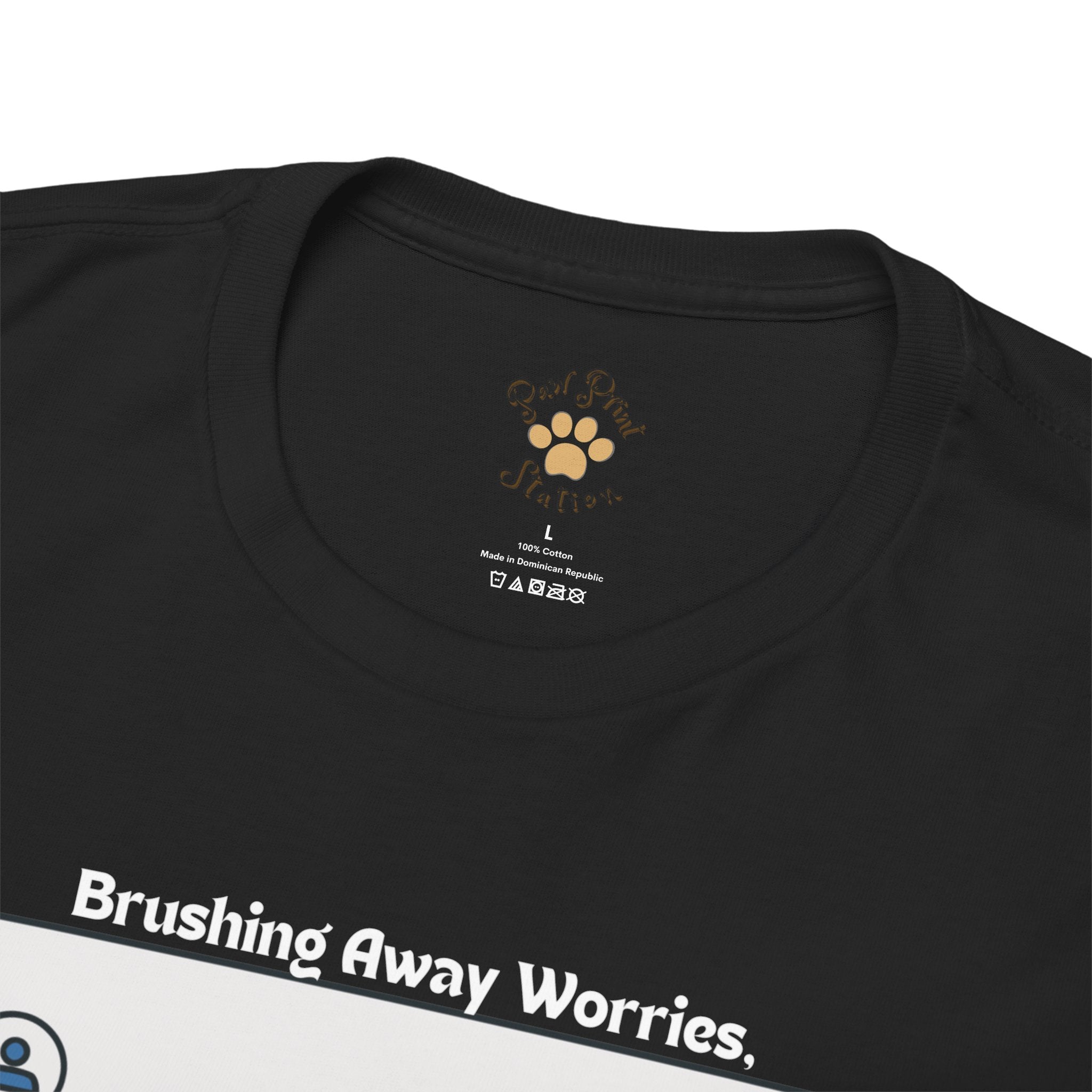 Women’s “Brushing Away Worries” Maine Coon T‑Shirt – Relaxing Grooming Tee