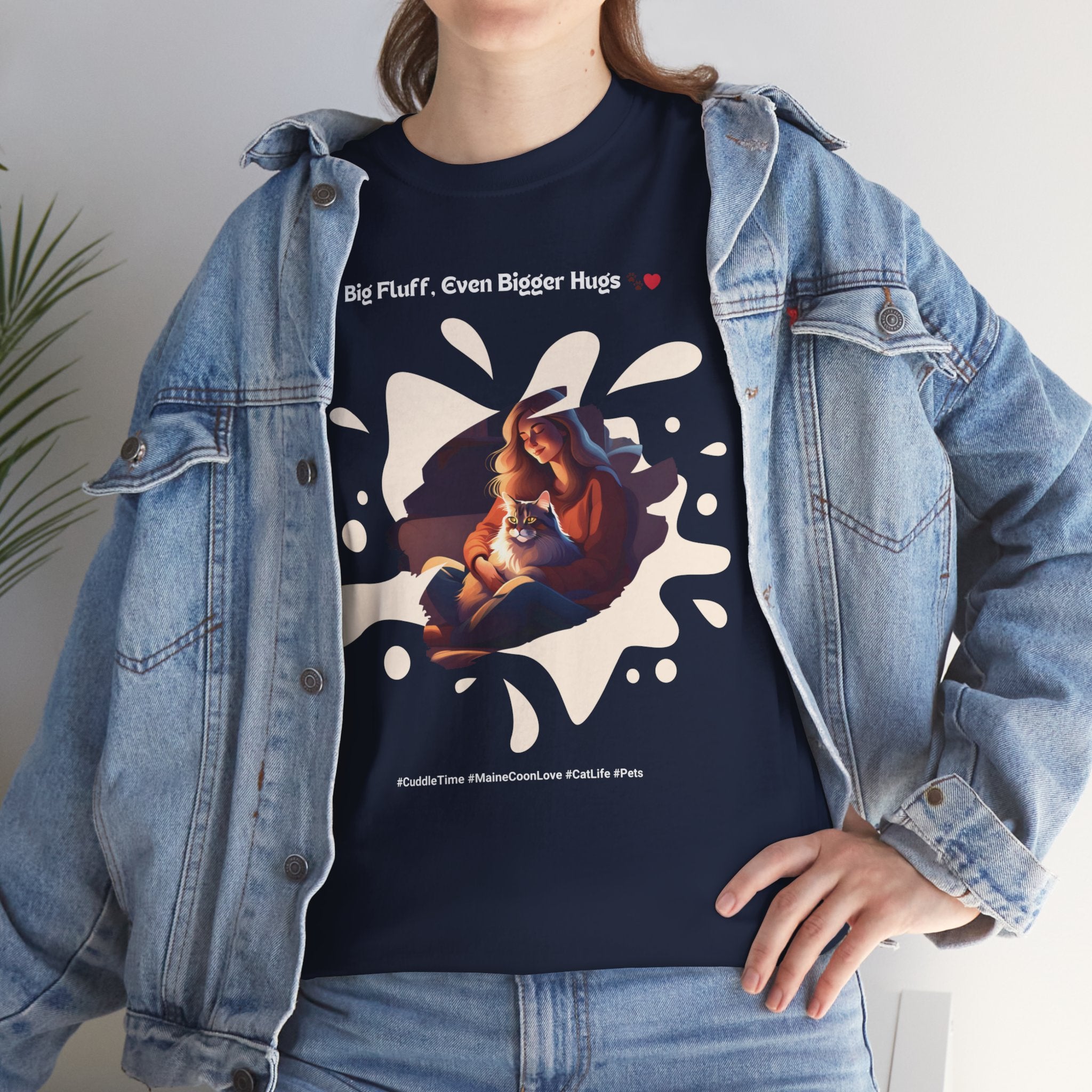 Women's -  Big Fluff, Even Bigger Hugs: Maine Coon Cuddles T-Shirt