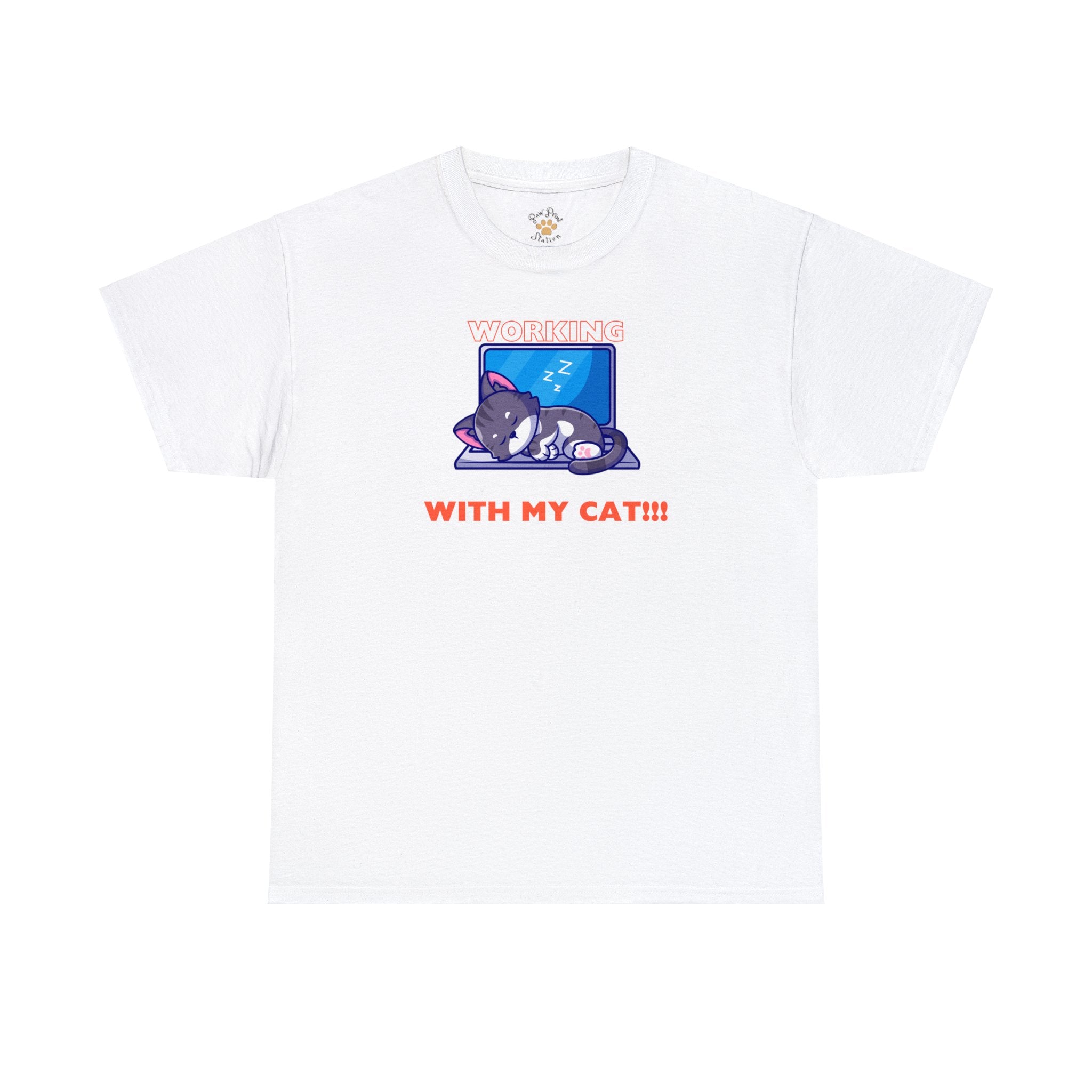 "Working with my Cat" Cotton Tee