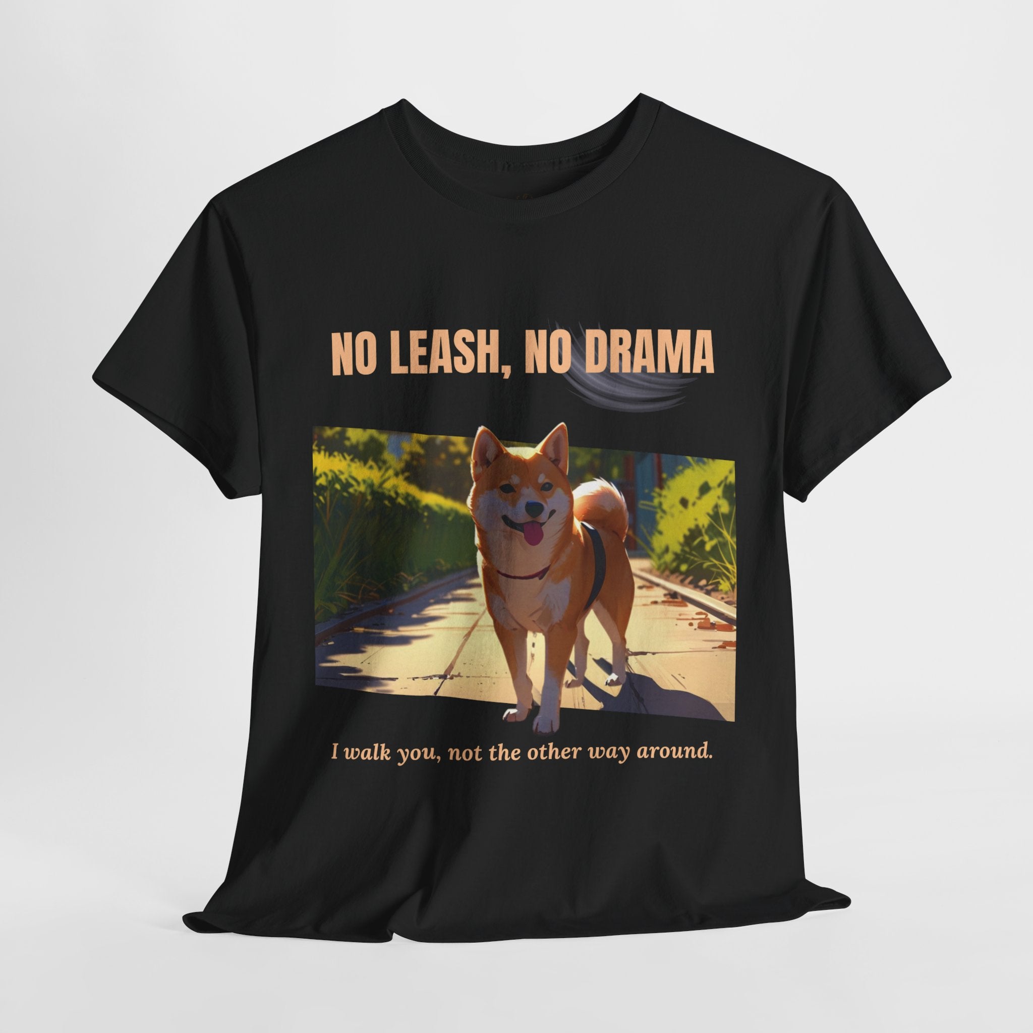 Unisex “No Leash, No Drama” Shiba Inu T-Shirt – Independent Dog Owner Tee
