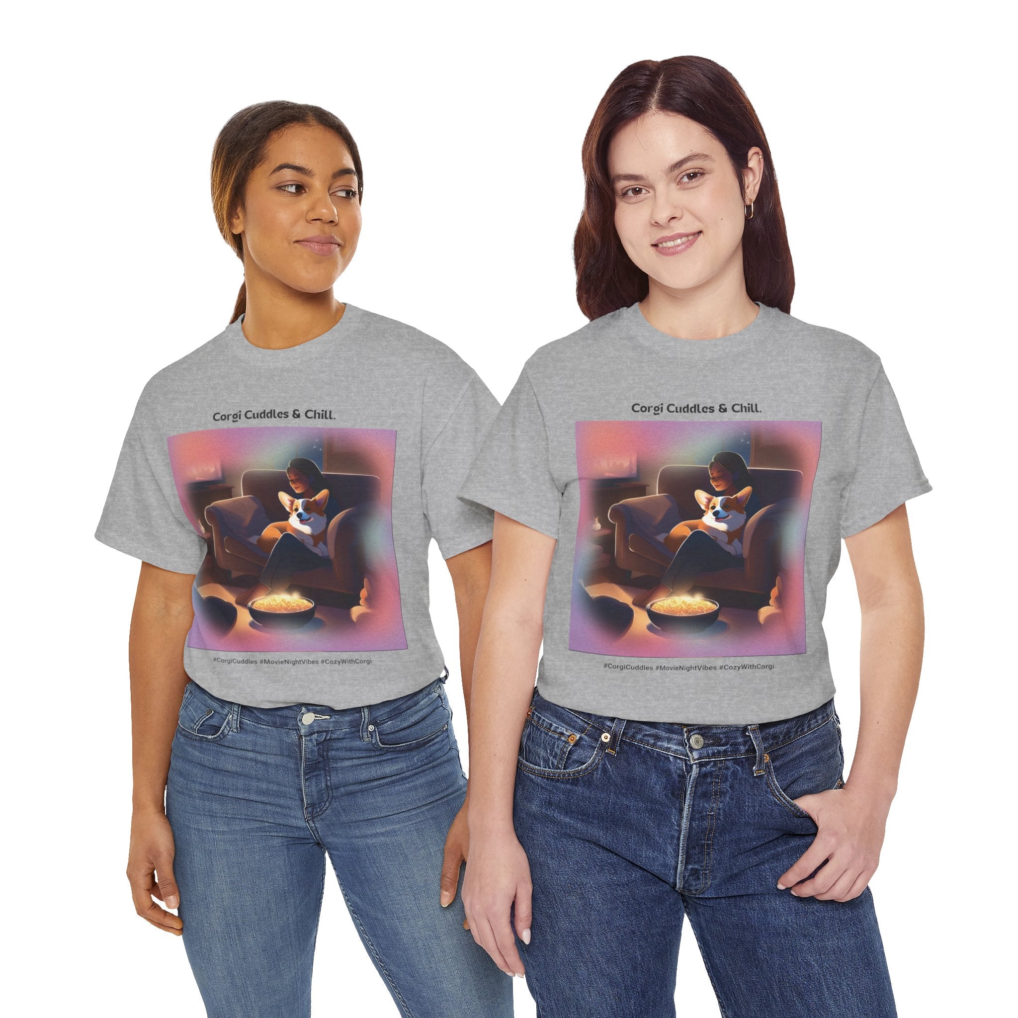 Women's - Corgi Cuddles & Chill: Cozy Movie Nights T-Shirt