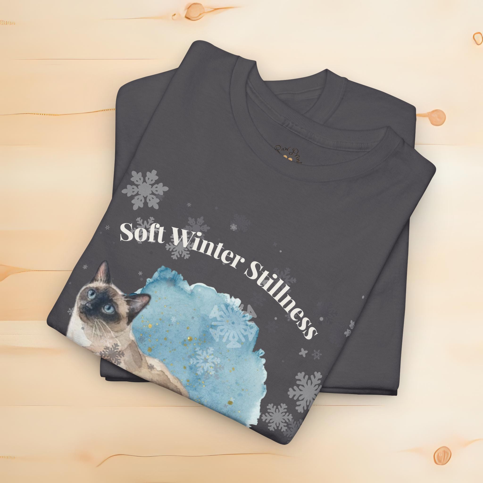 Unisex Personalized T-Shirt – Soft Winter Stillness: Siamese Watercolor Portrait Edition